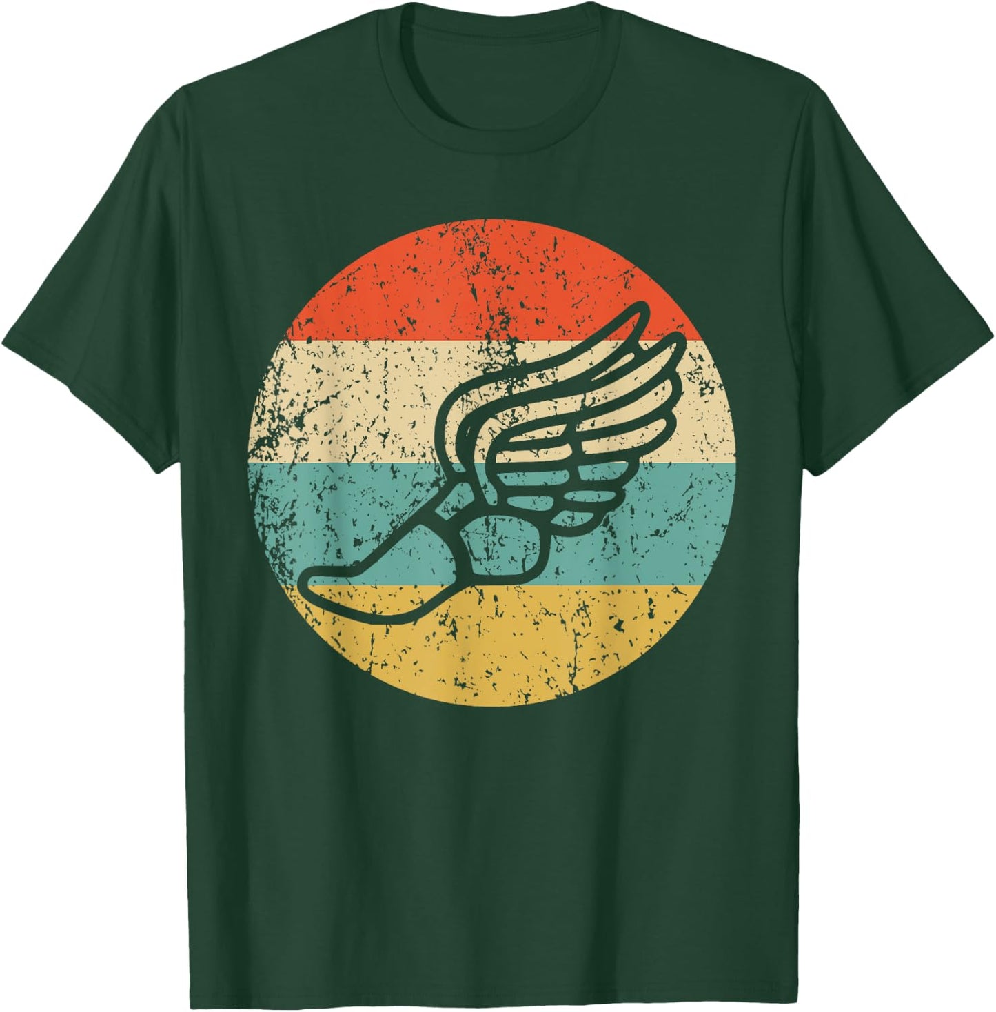 Running Shoe With Wings Retro Style Track T-Shirt - T-Shirt | Forest