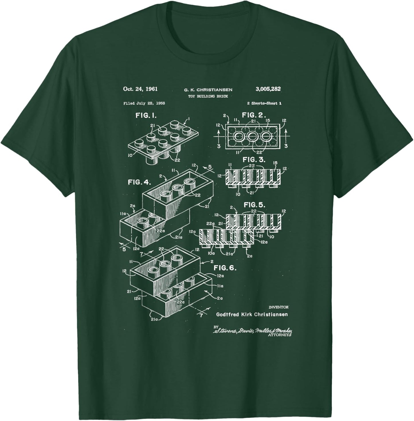 Toy Building Brick Patent , black T-Shirt - T-Shirt | Forest