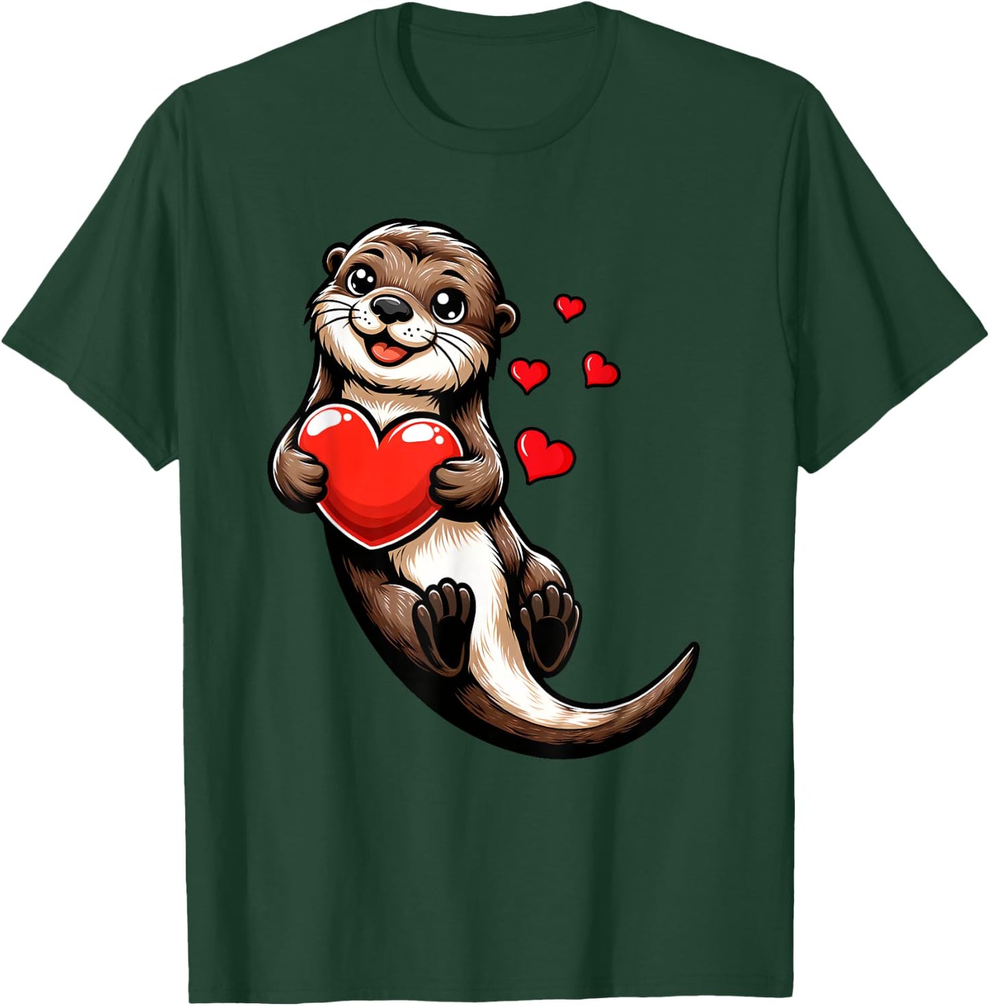 Cute Sea Otter Valentines Heart Lover Funny Boys Girls Kids T-Shirt - T-Shirt | Forest