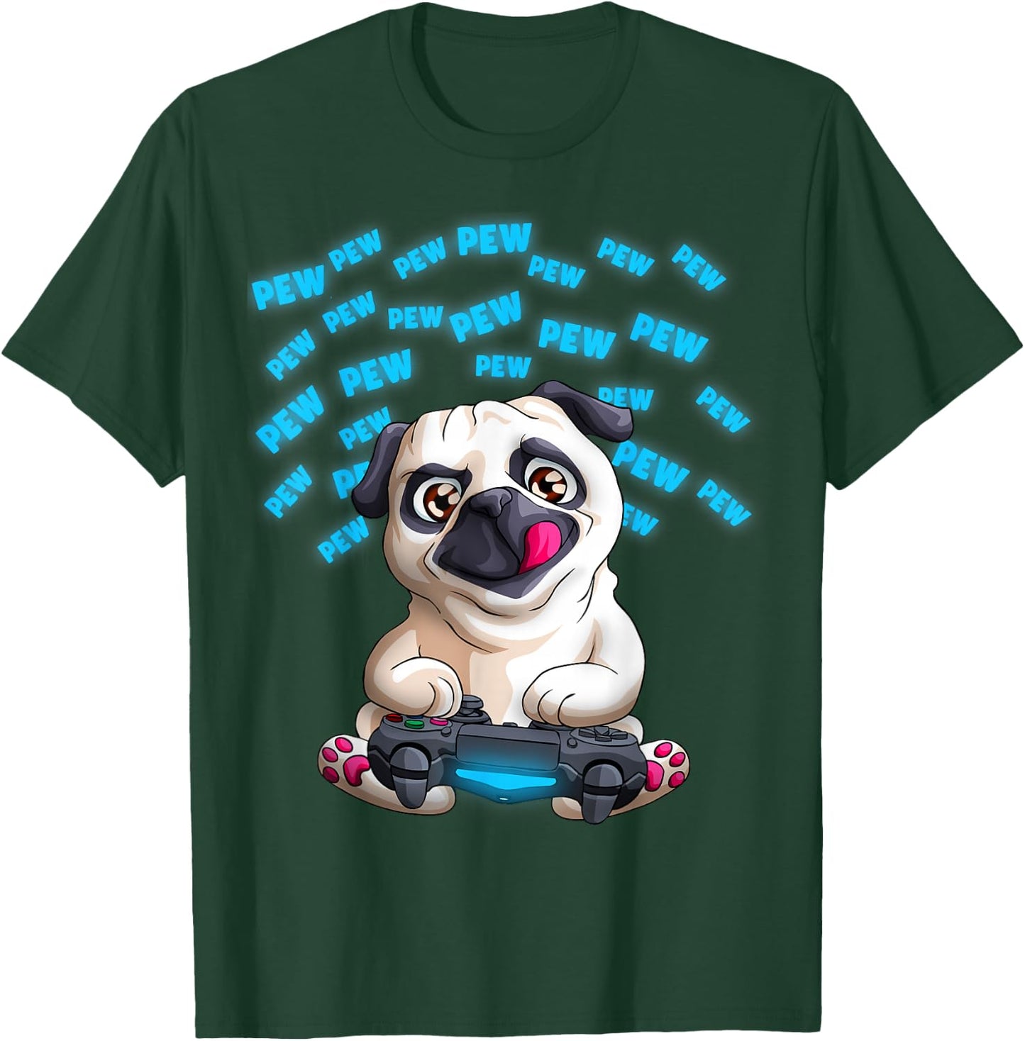 Blinkies Pew Gamers Pug Funny PewPewPew Video Gaming Pugs Gift T-Shirt - T-Shirt | Forest