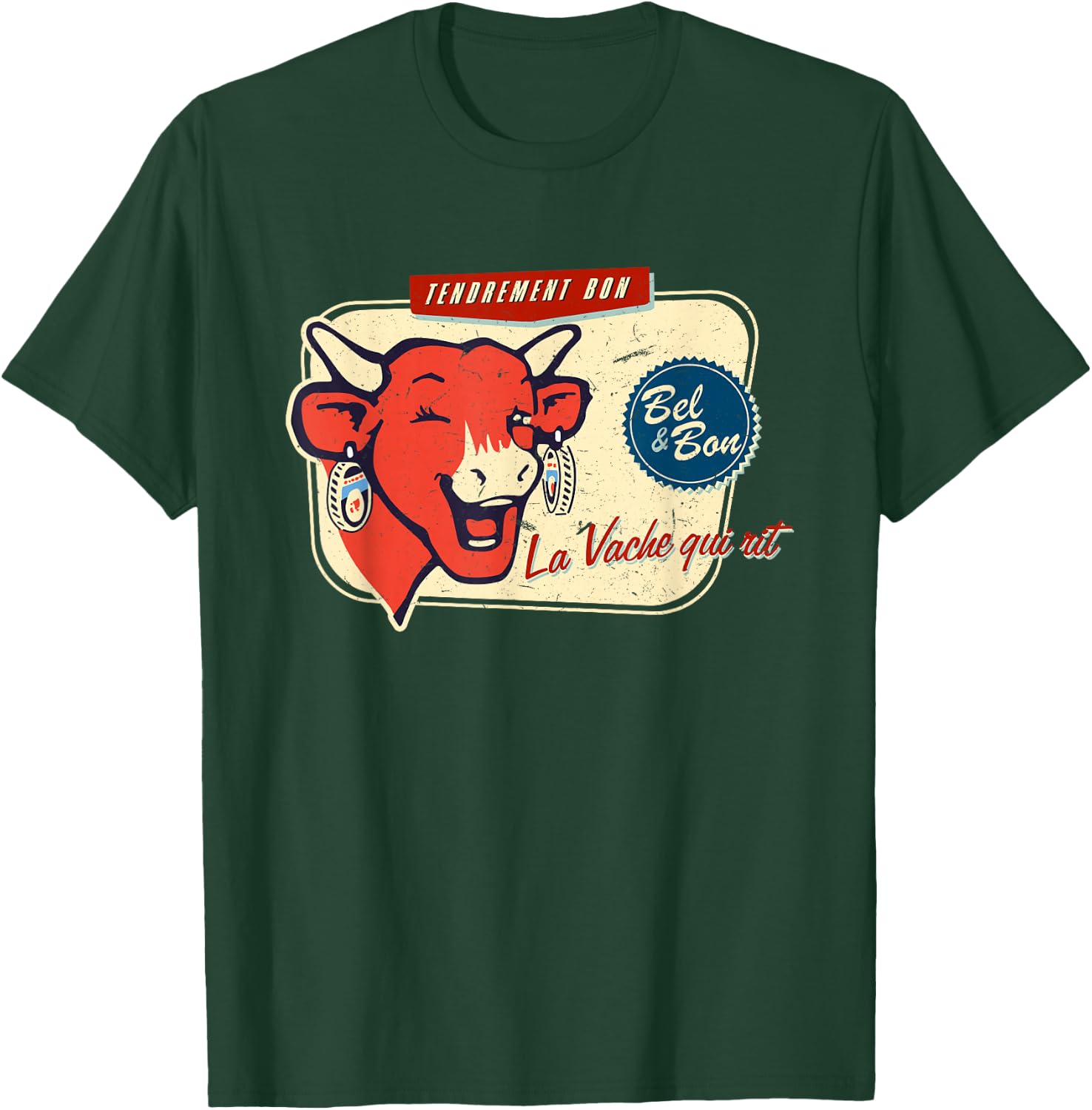 The Laughing Cow La Vache Qui Rit Retro Distressed T-Shirt - T-Shirt | Forest