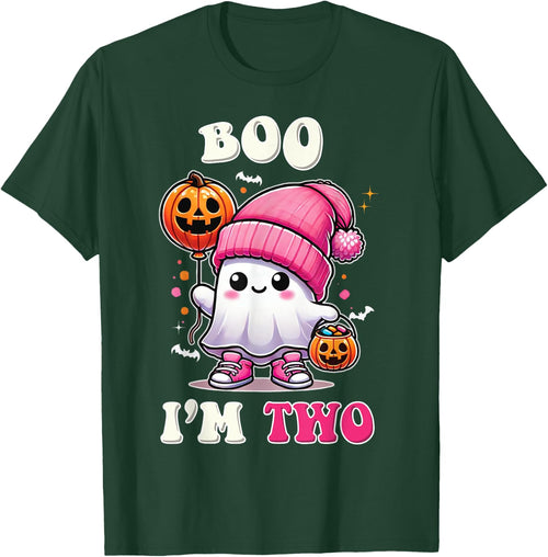 Boo I'm Two Ghost 2nd Birthday Halloween Pink Bow Girl