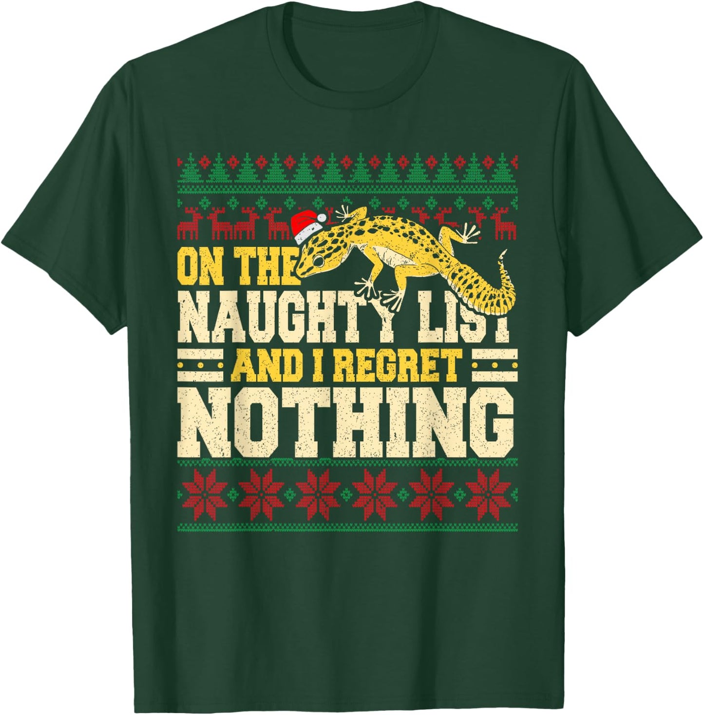 Funny Lizard Reptile - Tiny Dragon Leopard Gecko Christmas T-Shirt - T-Shirt | Forest