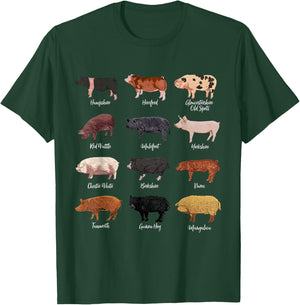 Schweine Zeichnungen - Schweinerassen T-Shirt - T-Shirt | Forest