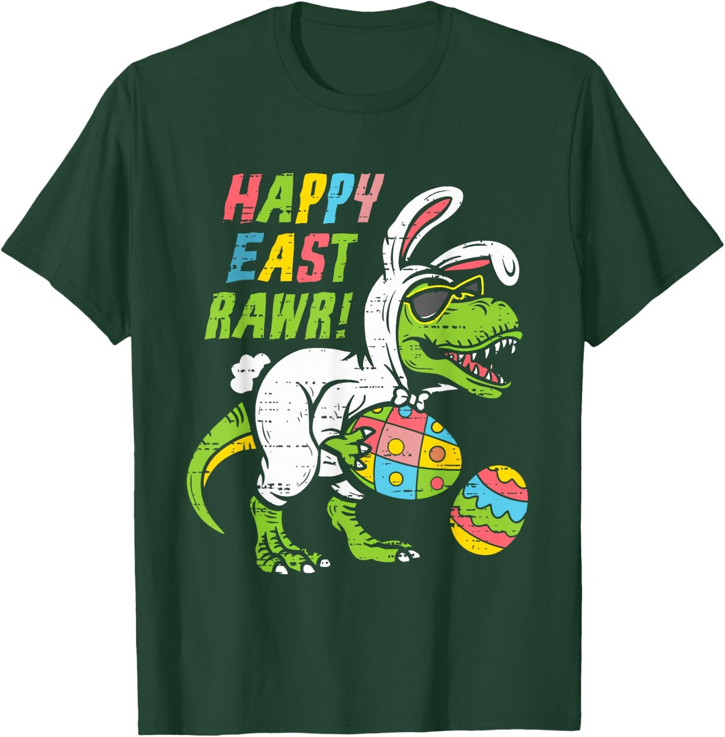 Boys Easter Day Funny Happy Eastrawr Dinosaur T Rex Dino Kid T-Shirt - T-Shirt | Forest