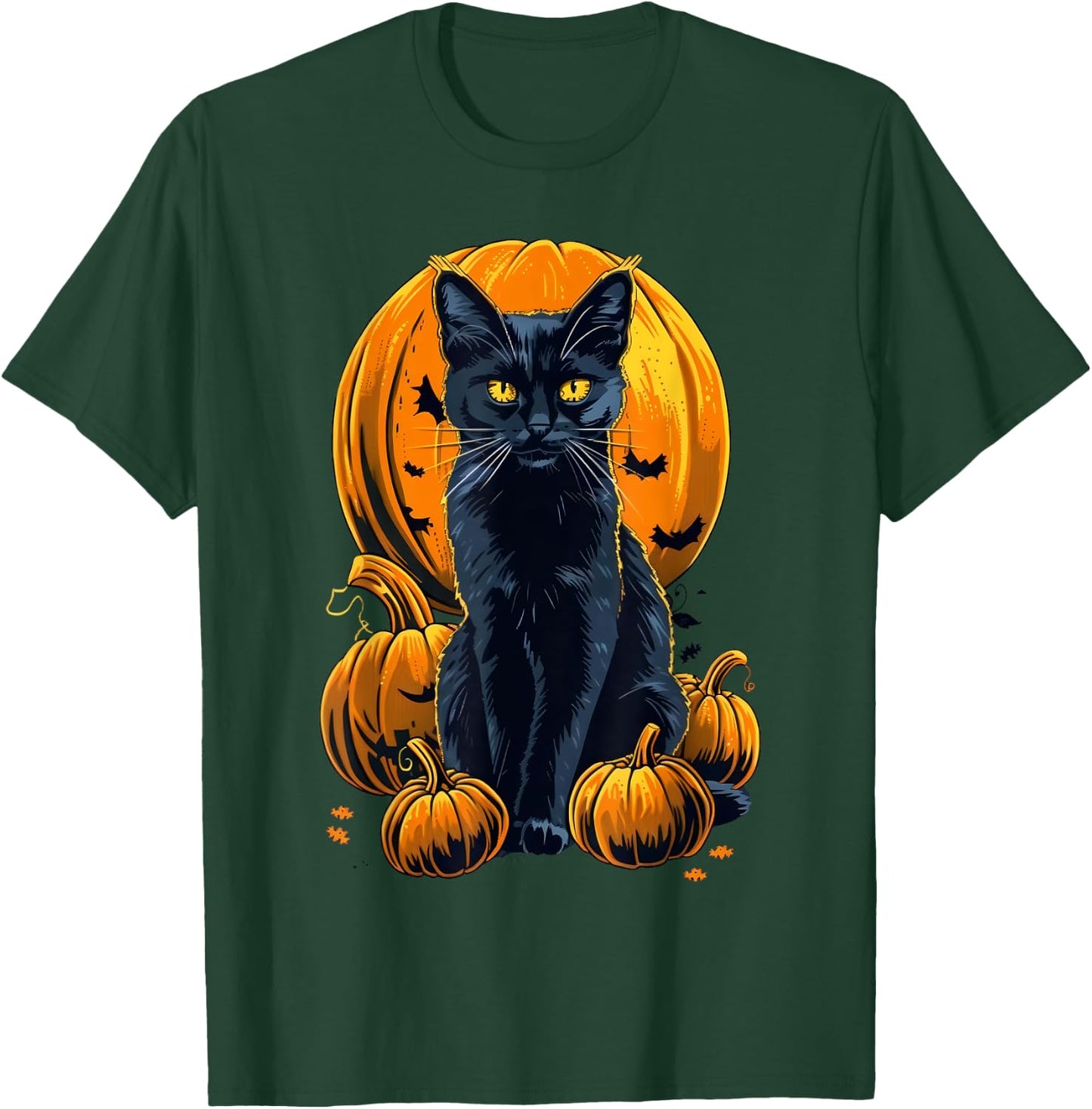 Retro Black Cat Halloween Pumpkin Costume Men Kids T-Shirt - T-Shirt | Forest