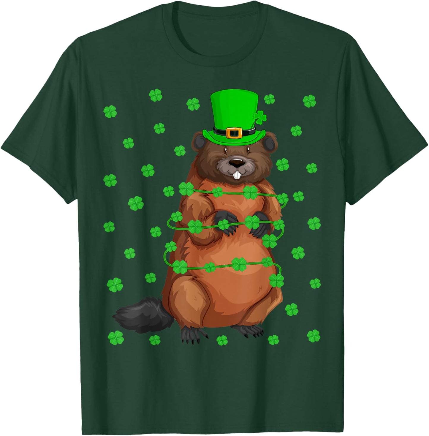 Irish Shamrock Leprechaun Beaver St. Patrick's Day T-Shirt - T-Shirt | Forest