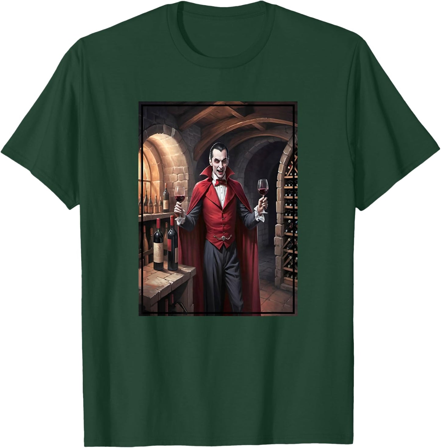 Dracula Wine Tasting in His Transylvanian Castle Cellar T-Shirt - T-Shirt | Forest
