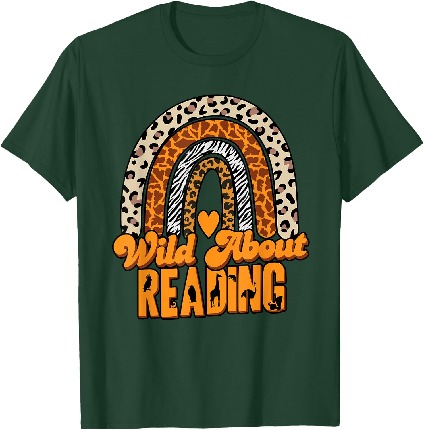 Wild About Reading Books Teacher Leopard Rainbow T-Shirt - T-Shirt | Forest