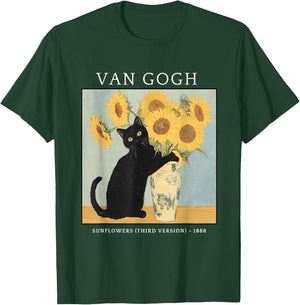 Van Gogh Sunflowers Cat Meme Van Gogh Art Graphic Funny T-Shirt - T-Shirt | Forest