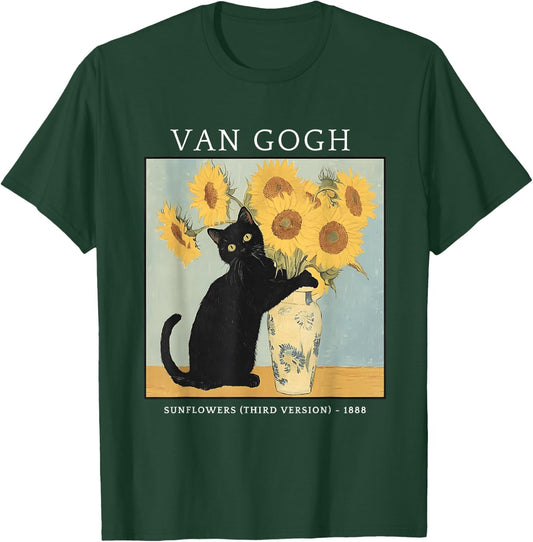 Van Gogh Sunflowers Cat Meme Van Gogh Art Graphic Funny T-Shirt - T-Shirt | Forest