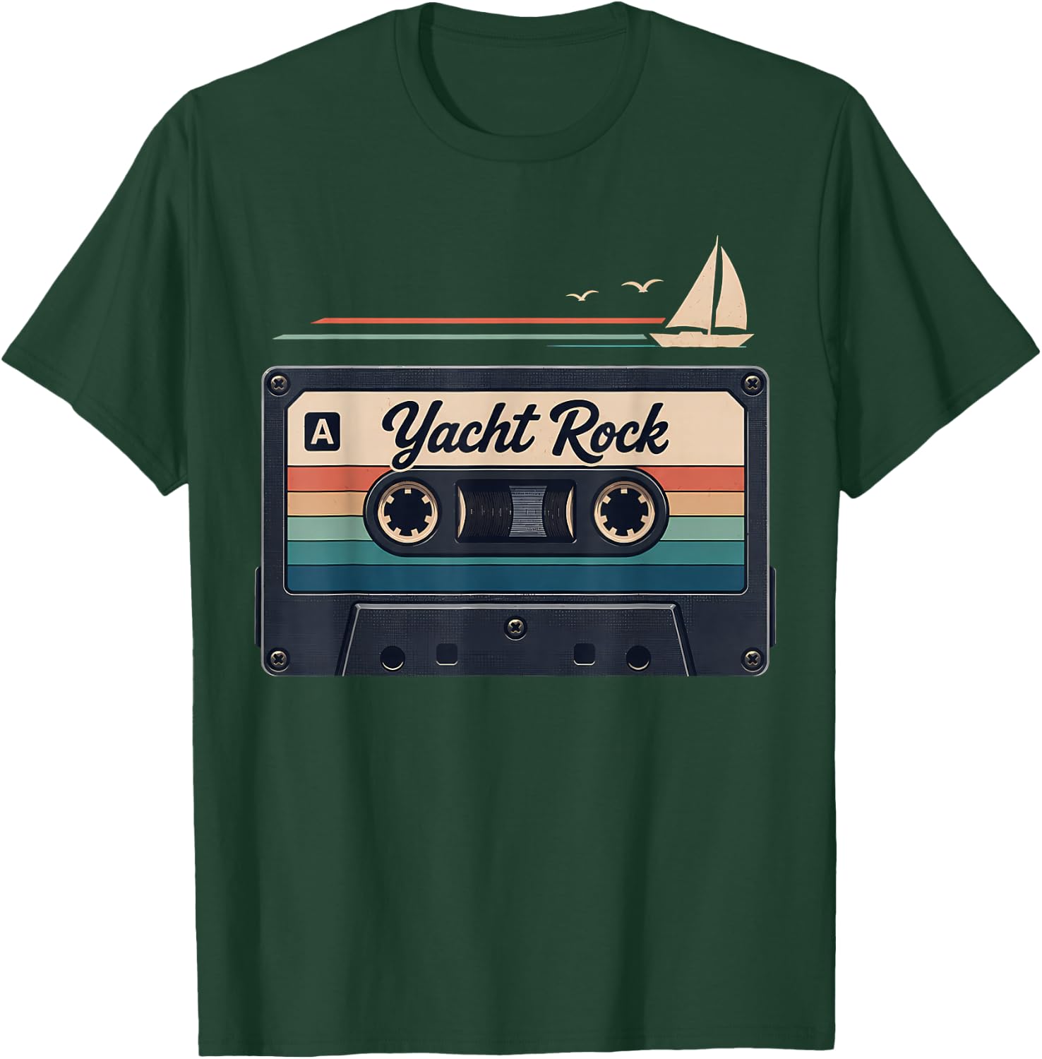 Yacht Rock Retro Cassette Tape Sailing Music Design T-Shirt - T-Shirt | Forest