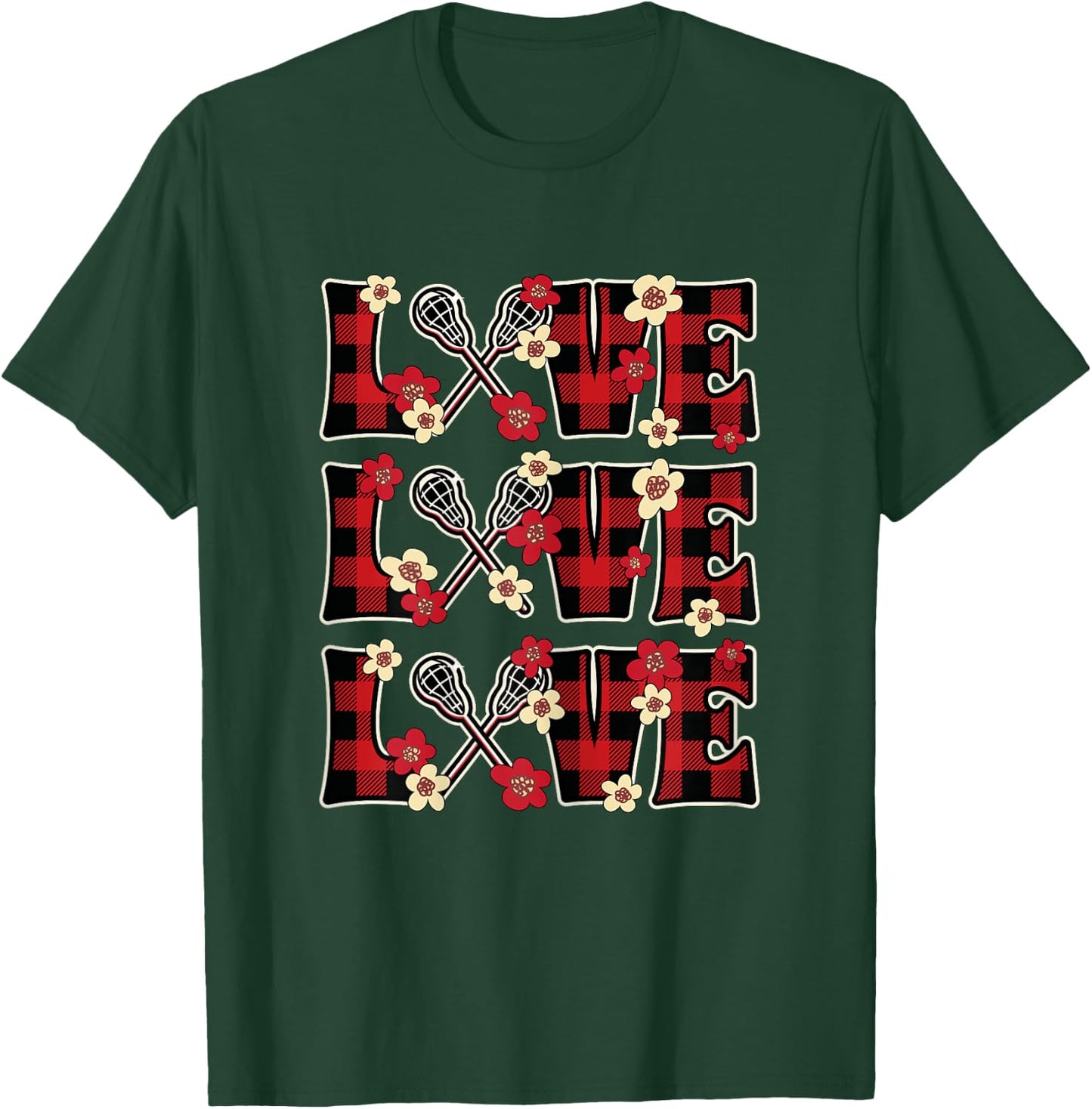 Love Lacrosse Lover Outfit Women Girls Kids Cute Lacrosse T-Shirt - T-Shirt | Forest