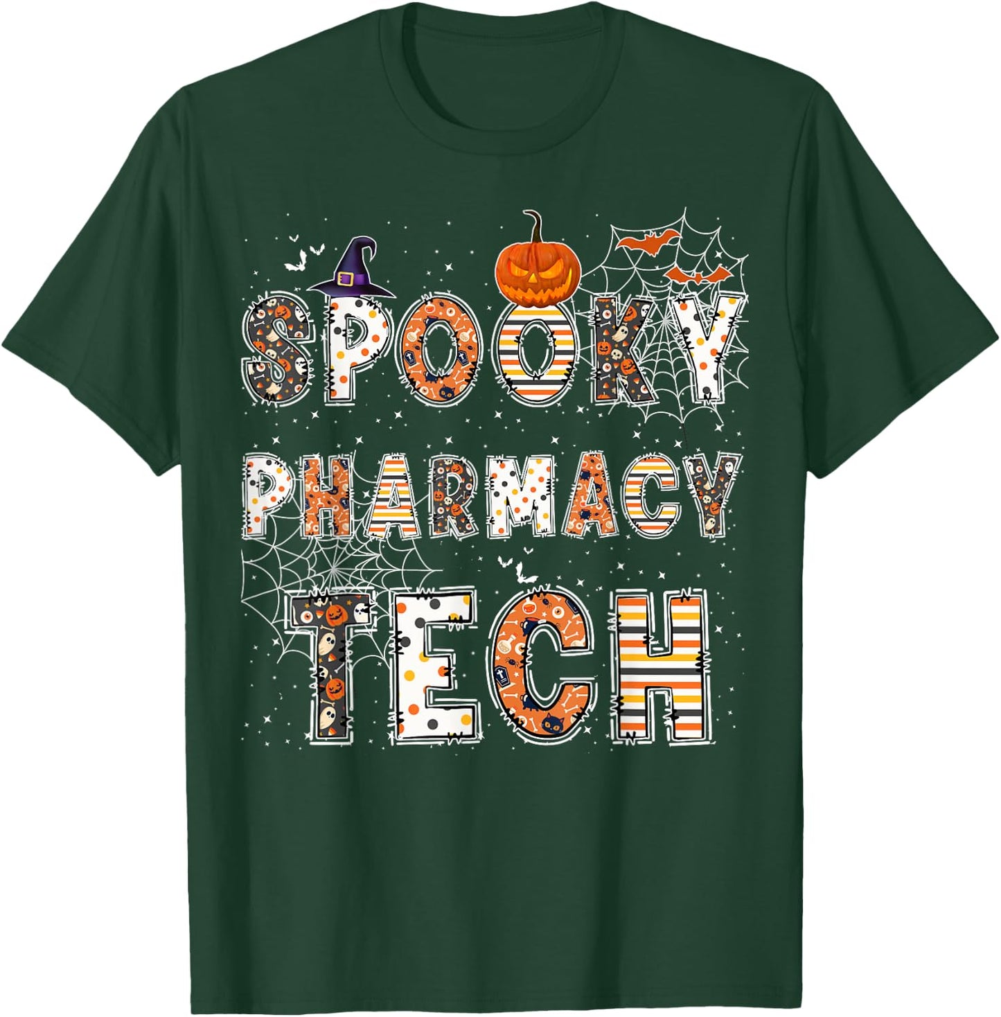 Spooky Pharmacy Technician Halloween Costume Pharmacy Tech T-Shirt - T-Shirt | Forest