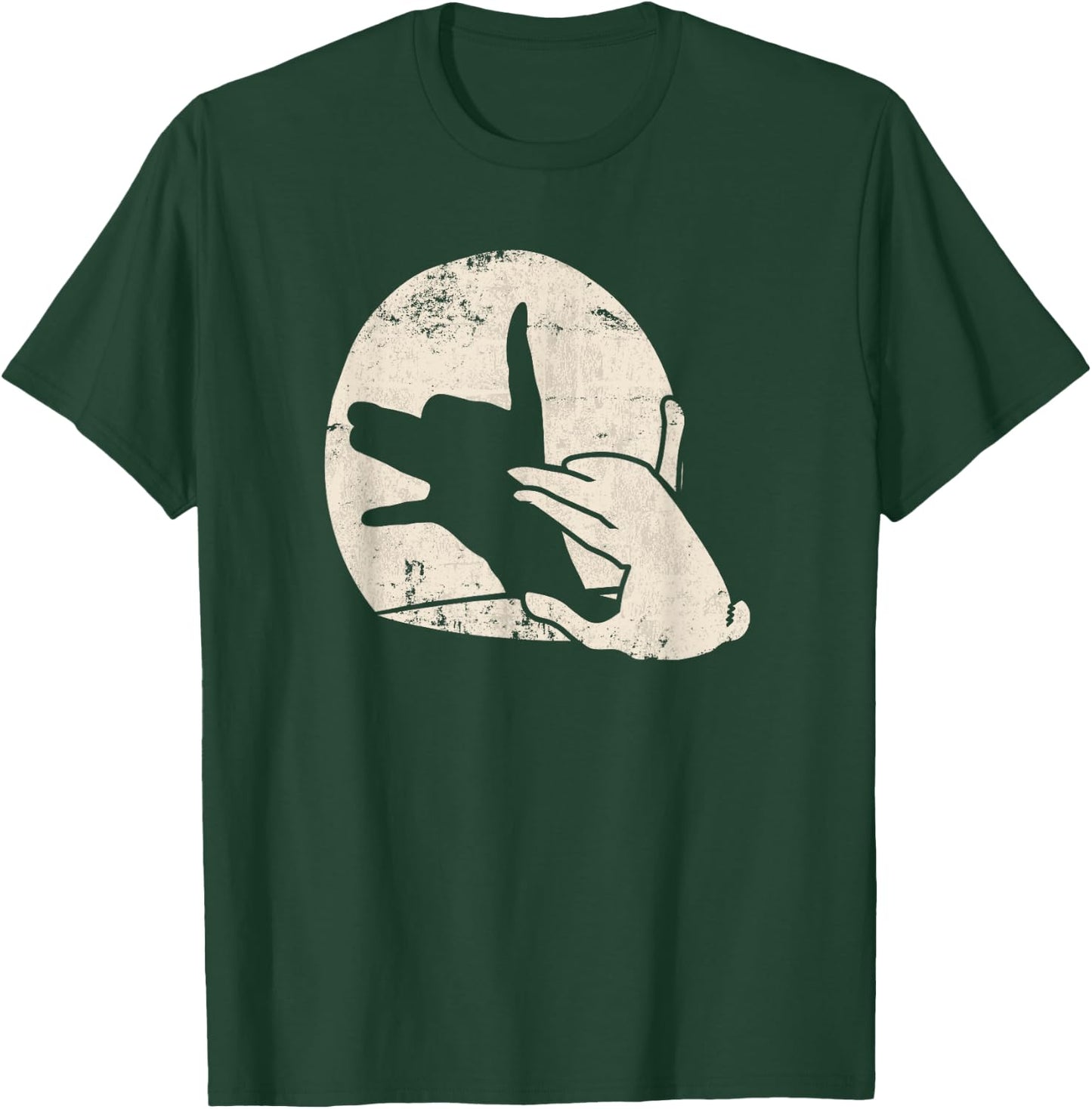 Rabbit Hand Shadow Puppet Bunny Animal Shadow T-Shirt - T-Shirt | Forest