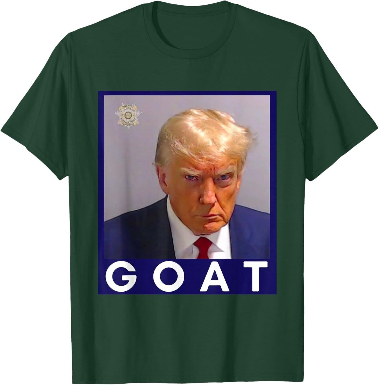 Funny Trump GOAT Never Surrender Trump Mug Shot 2024 Legend T-Shirt - T-Shirt | Forest