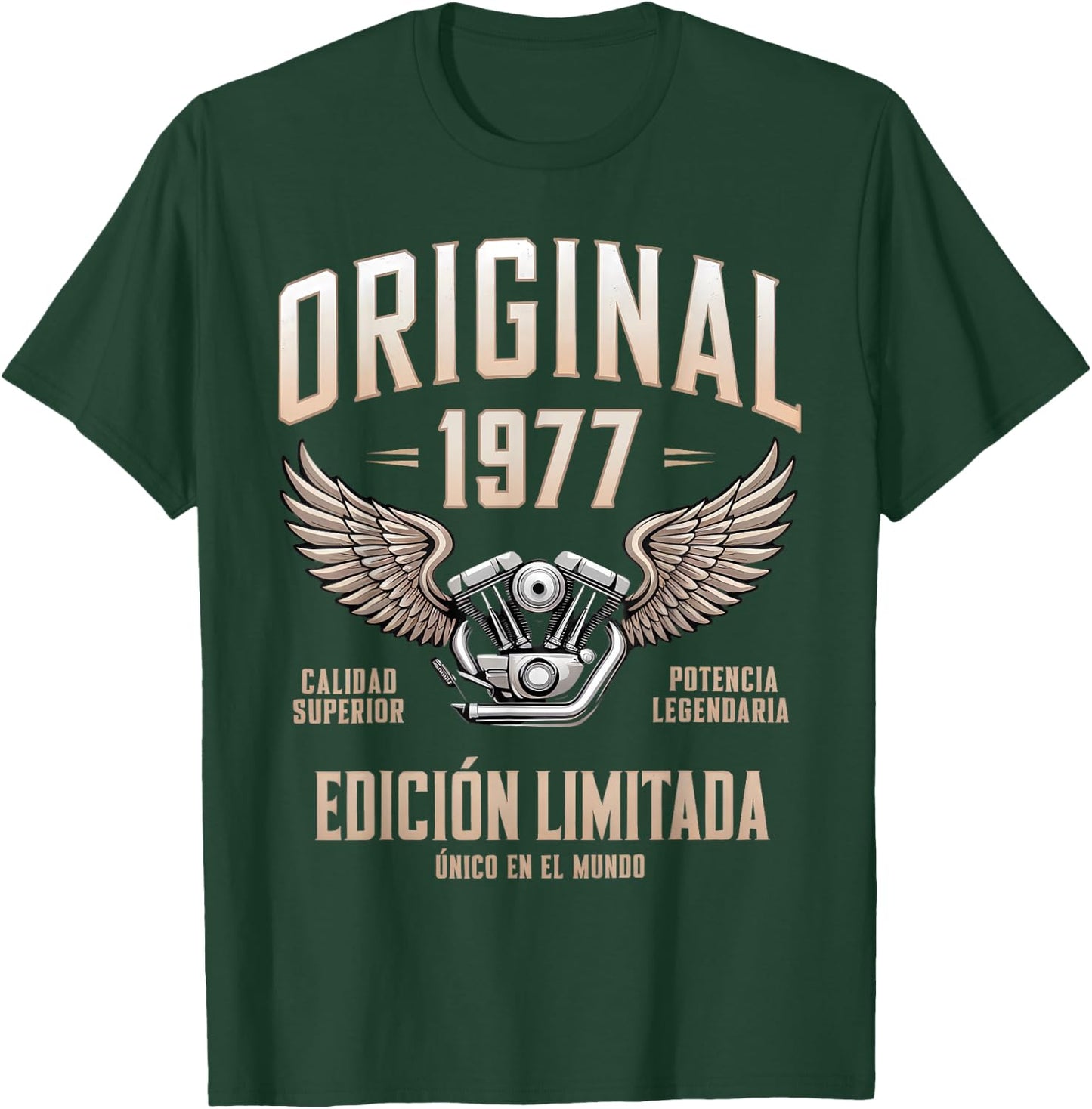 Original 1977 Spanish Birthday Motorcycle Cumpleaños Español T-Shirt - T-Shirt | Forest