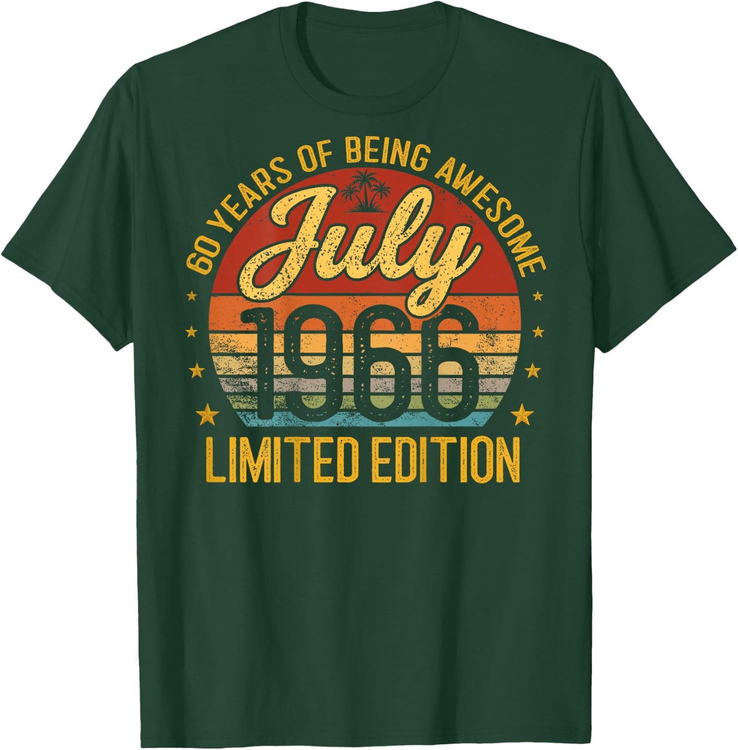 (ON Back) Retro Vintage July 1966 60-Year-Old 60th Birthday T-Shirt - T-Shirt | Forest
