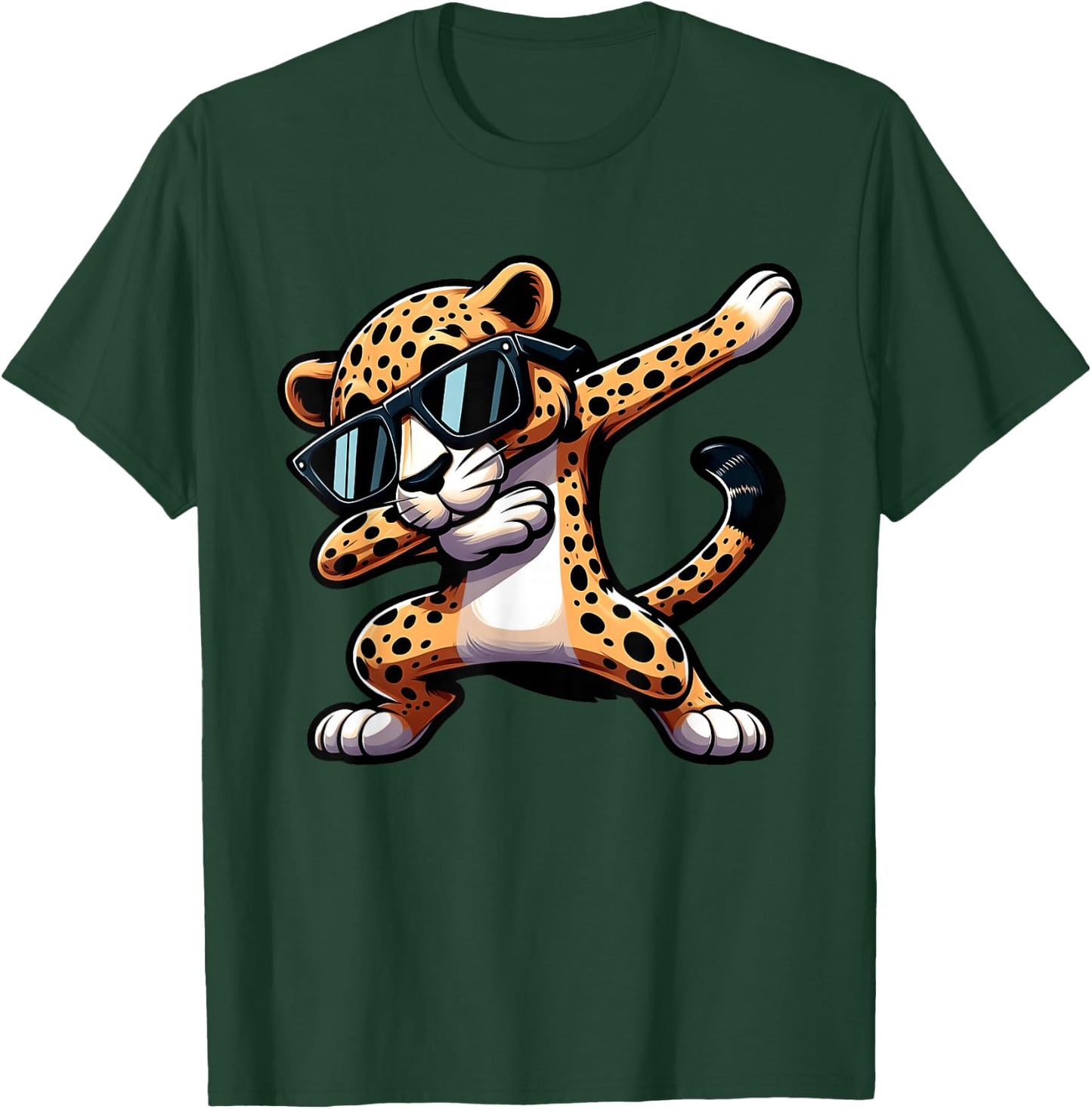 Cool Dabbing Cheetah Leopard Sunglasses Dab Dance Boys Girls T-Shirt - T-Shirt | Forest