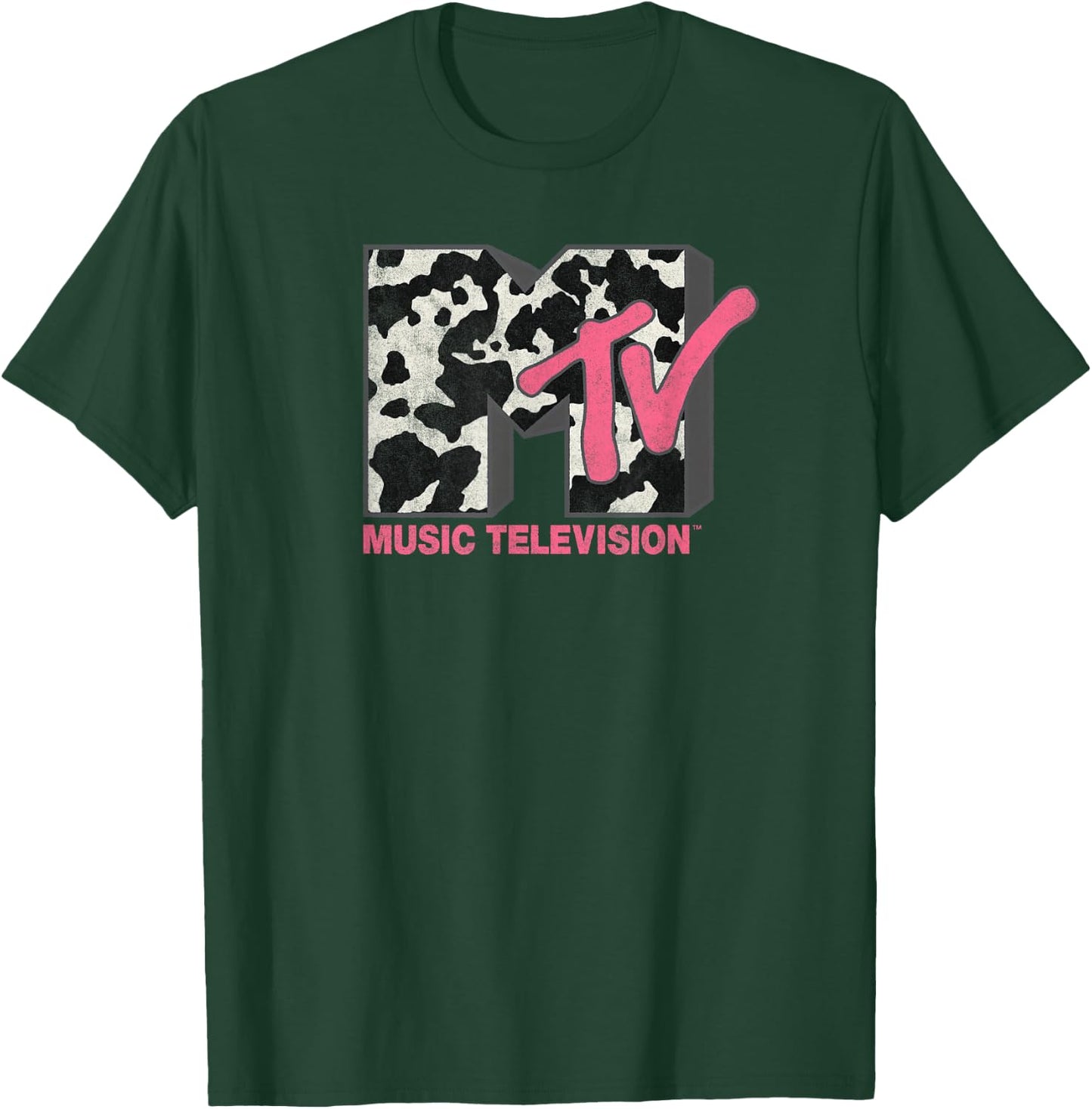 MTV Music Television Cow Print Pattern Classic Logo T-Shirt - T-Shirt | Forest