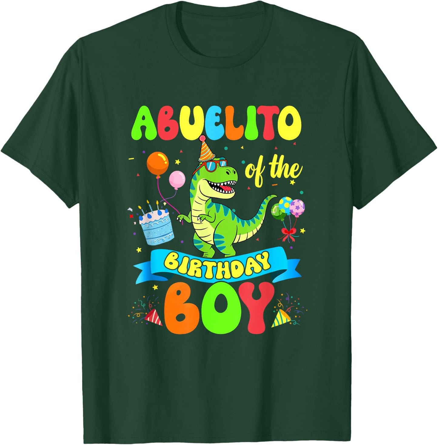 Abuelito of The Birthday Boy Trex Dinosaur Birthday Family T-Shirt - T-Shirt | Forest