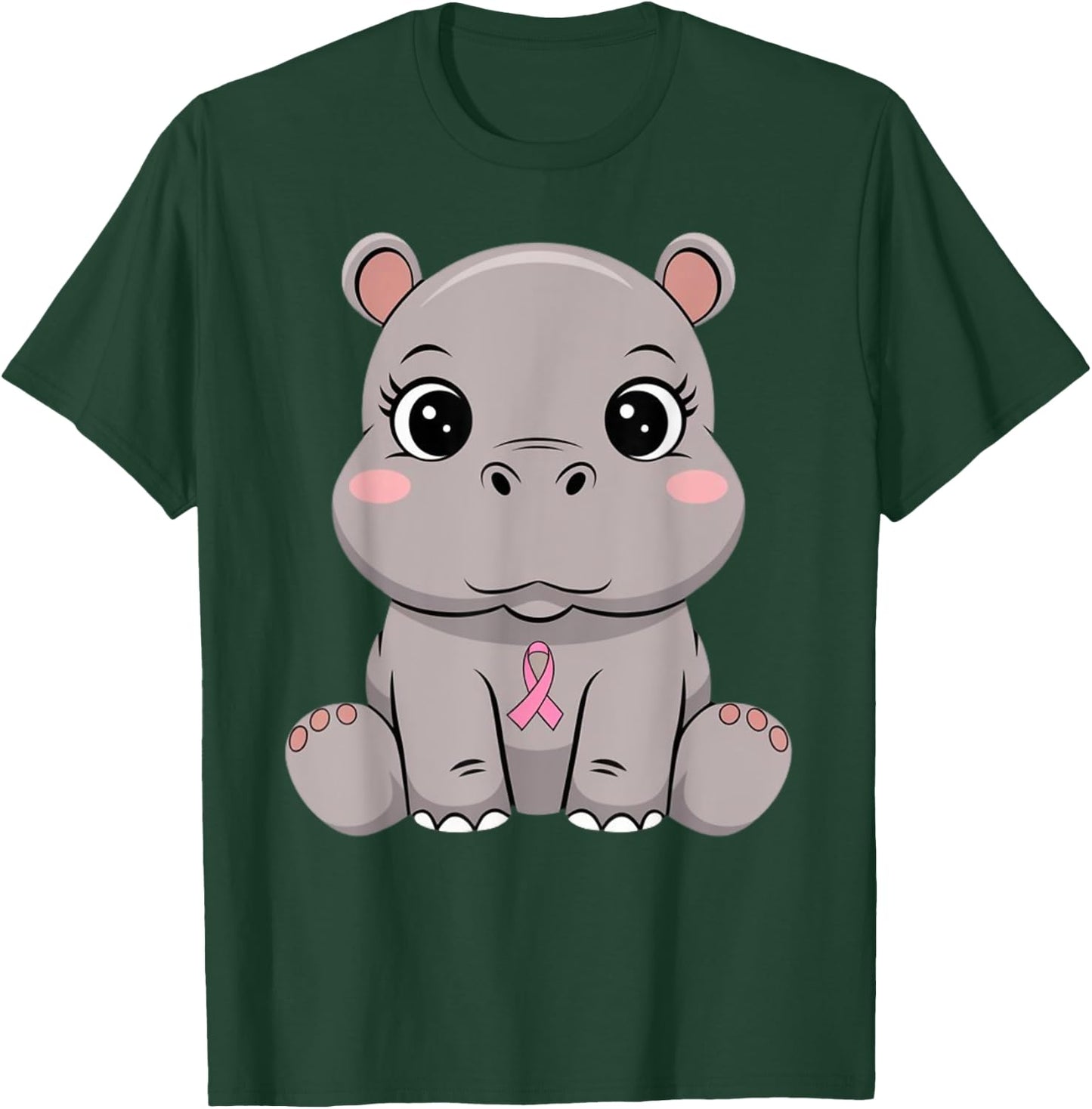 Ruban rose hippopotame espoir T-Shirt - T-Shirt | Forest
