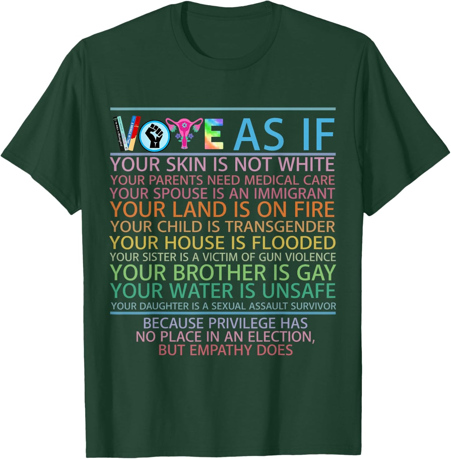 Vote As If Your Skin Is Not White Human's Rights T-Shirt - T-Shirt | Forest