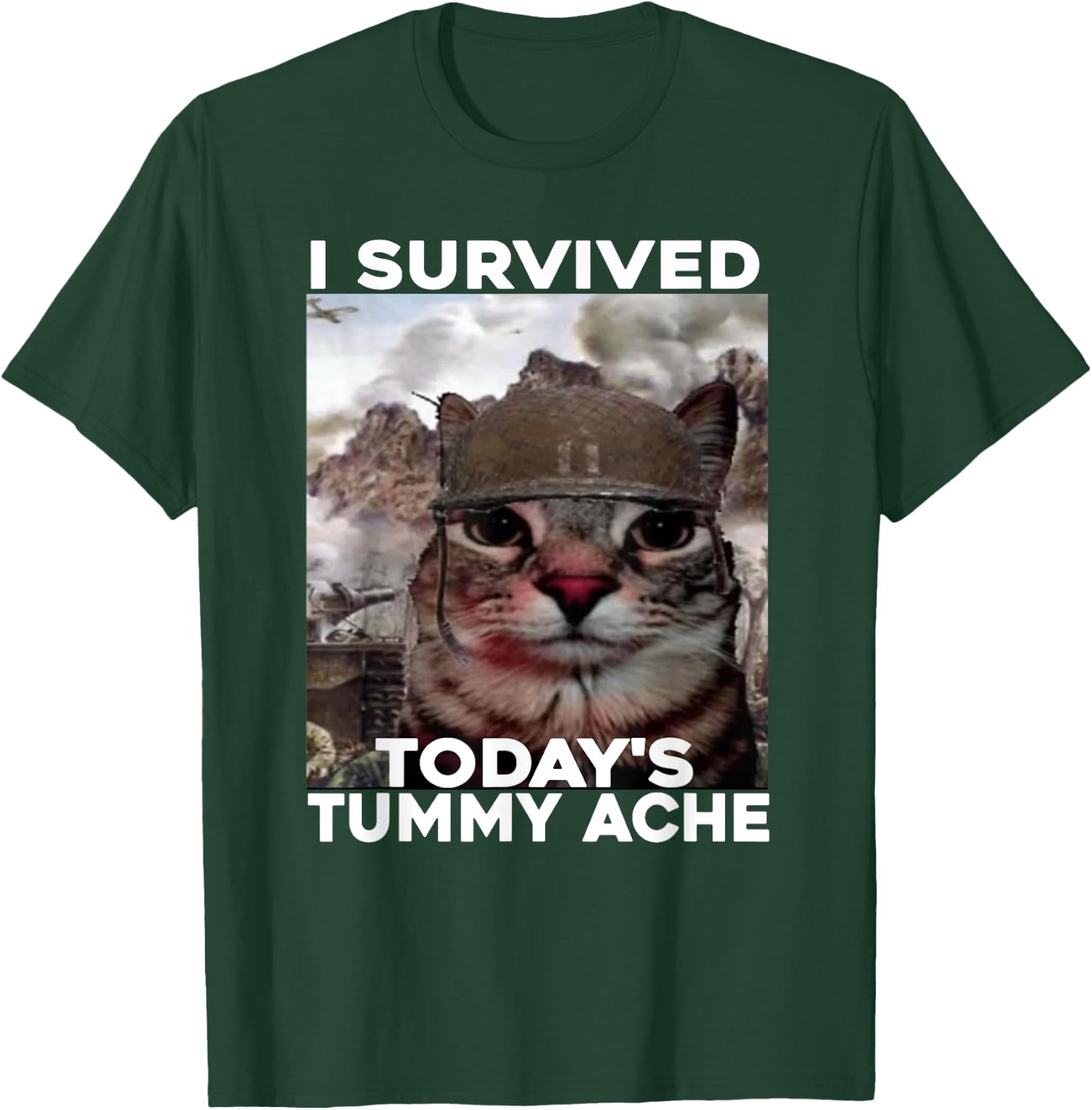 I Survived Today's Tummy Ache cat T-Shirt - T-Shirt | Forest