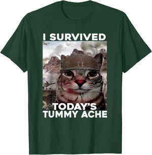 I Survived Today's Tummy Ache cat T-Shirt - T-Shirt | Forest