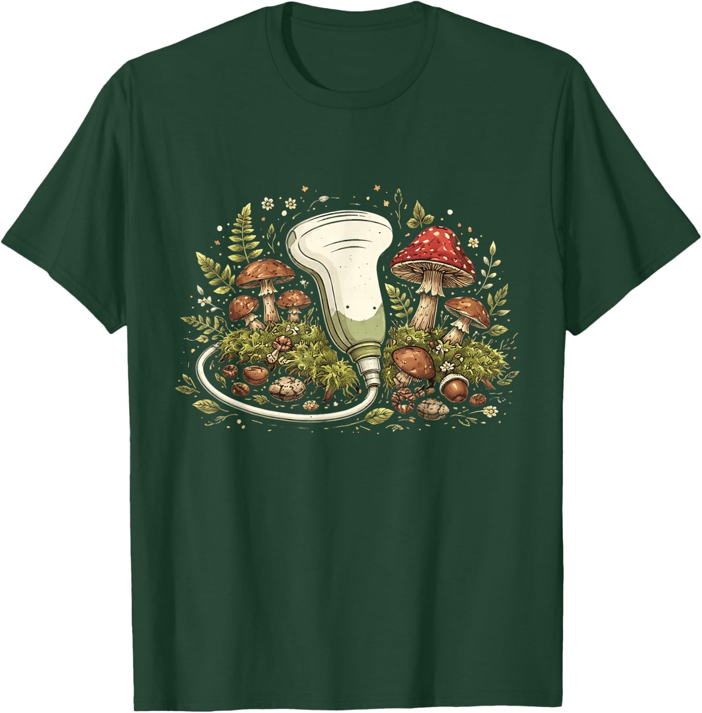 Goblincore Naturecore Sonographer Ultrasound Tech Mushroom T-Shirt - T-Shirt | Forest