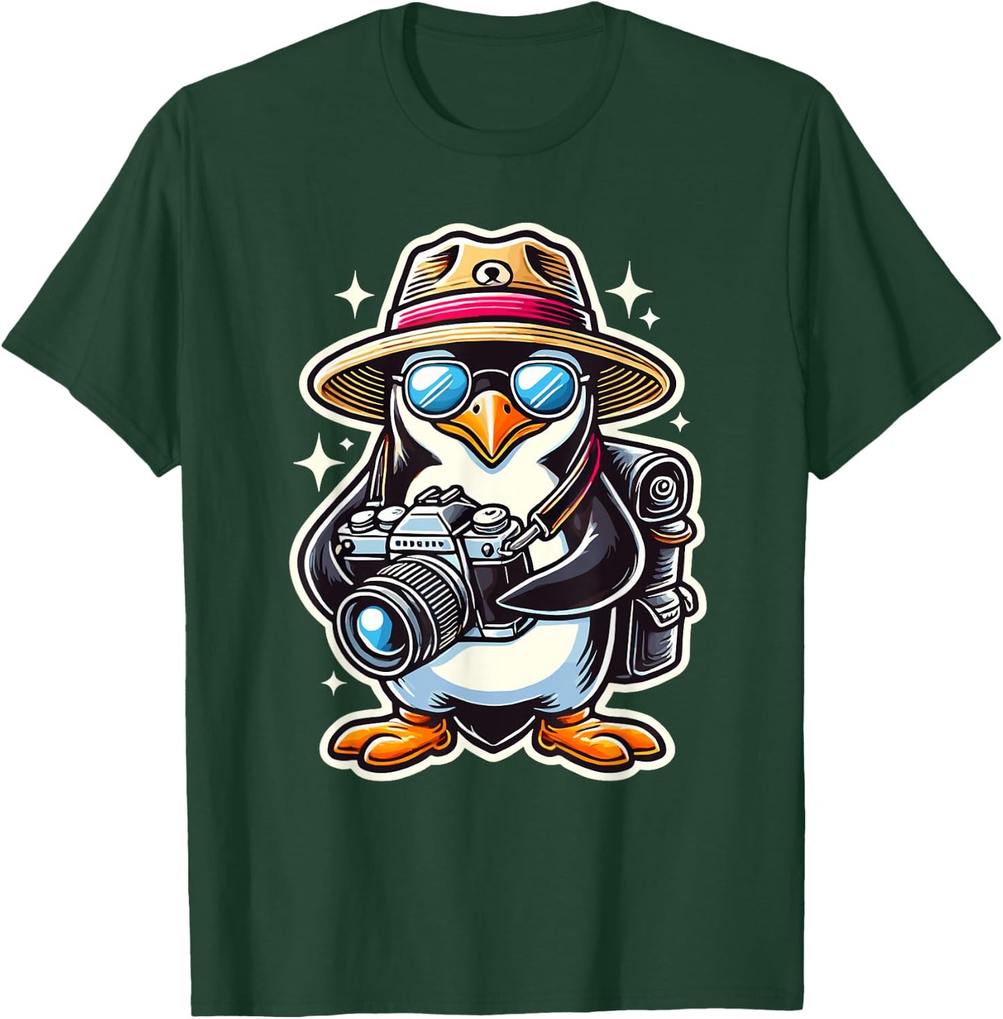 Cool Photographer Penguin with Camera Wildlife Animal T-Shirt - T-Shirt | Forest