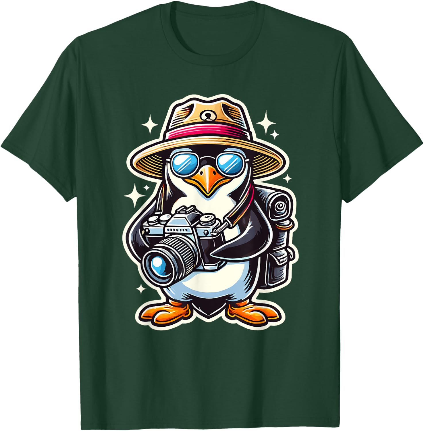 Cool Photographer Penguin with Camera Wildlife Animal T-Shirt - T-Shirt | Forest