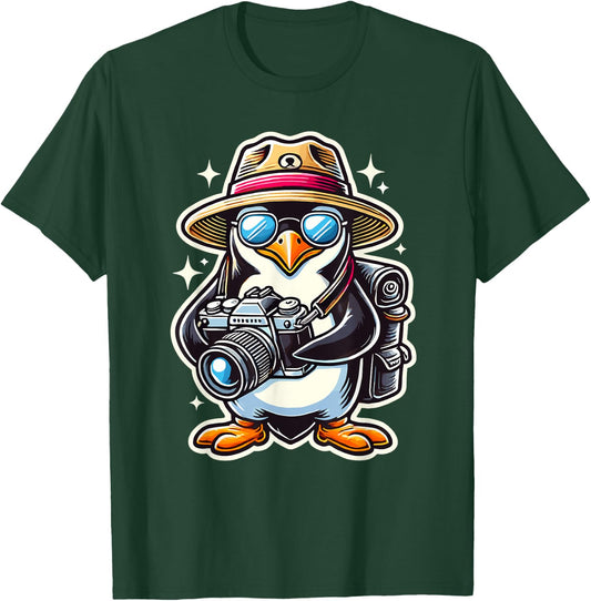 Cool Photographer Penguin with Camera Wildlife Animal T-Shirt - T-Shirt | Forest