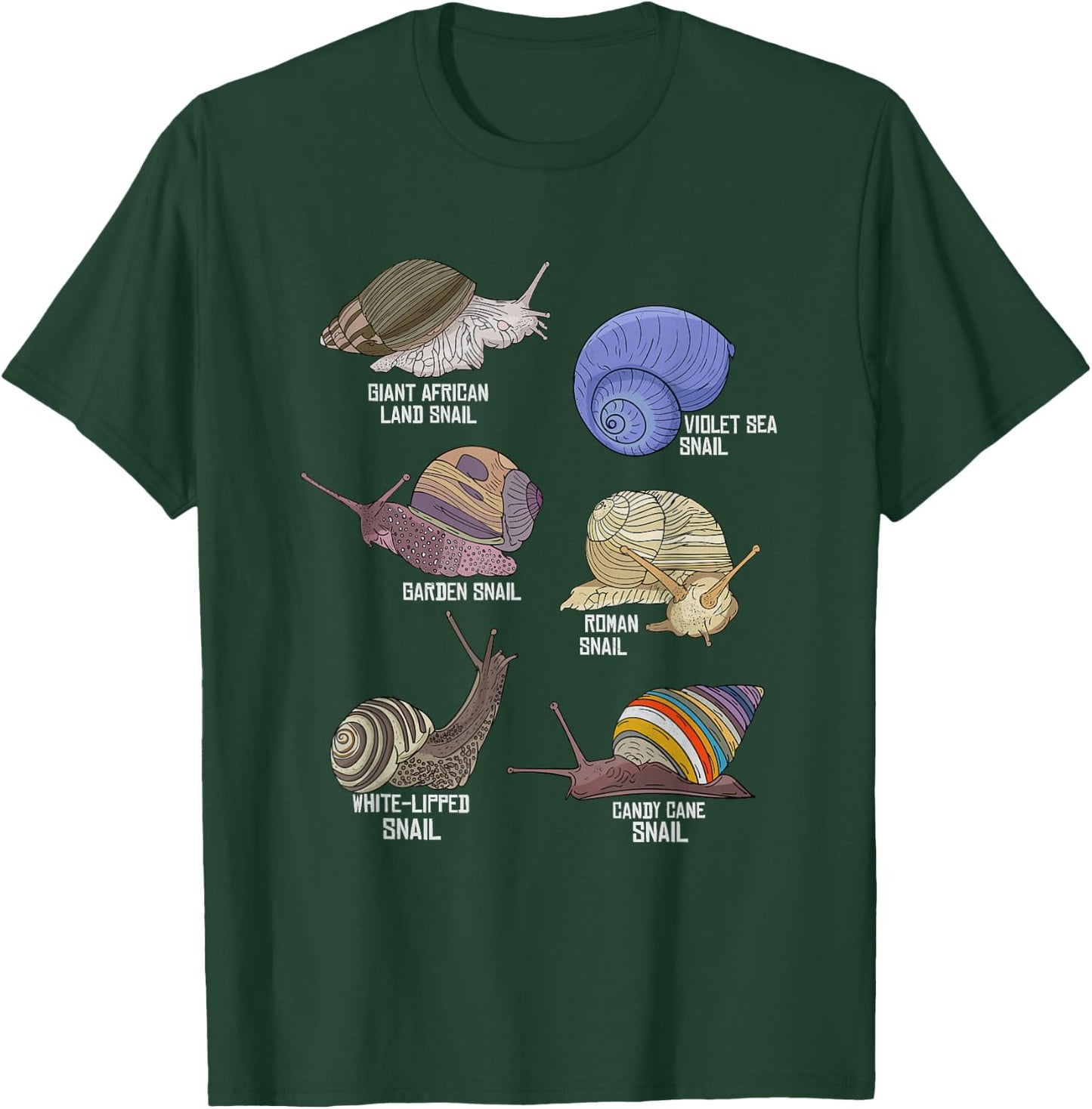 Snail Species Illustration Biology Snail Species Snails T-Shirt - T-Shirt | Forest