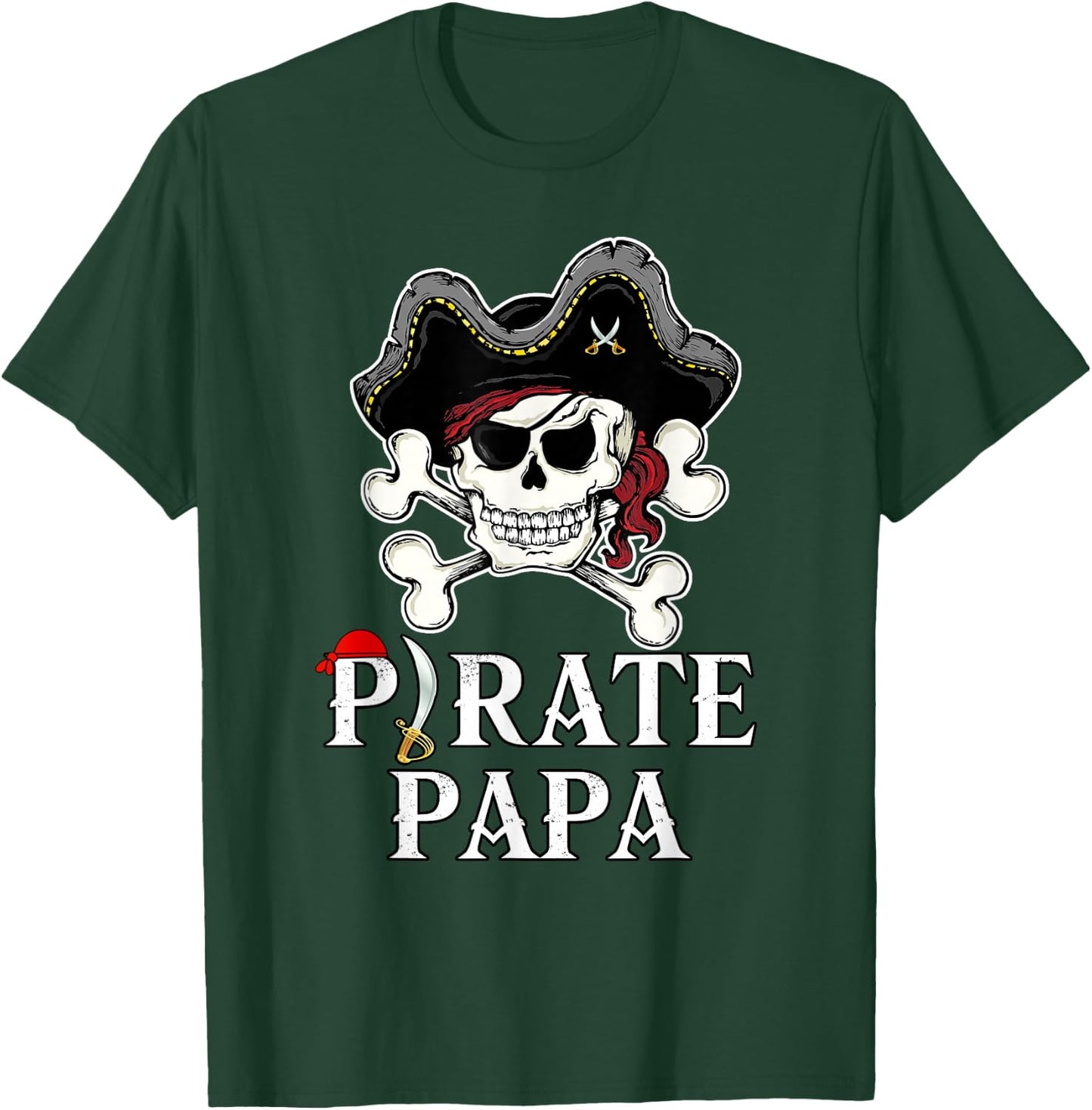 Piraten Papa Kostüm Jolly Roger gekreuzte Knochen Lustiger Piraten Papa T-Shirt - T-Shirt | Forest