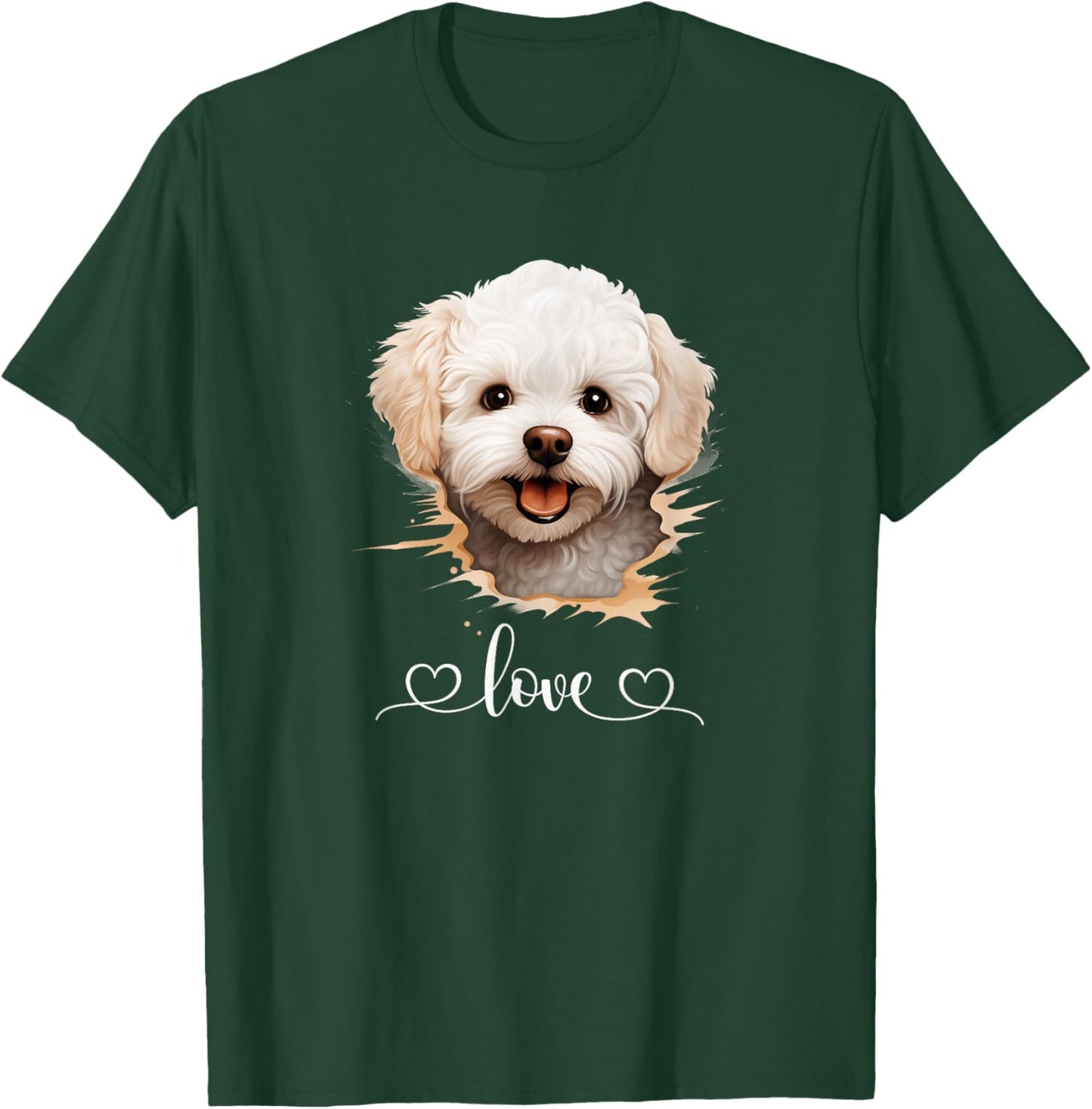 Cute Dog Graphic Love Puppy Bichon Frise Dog Women T-Shirt - T-Shirt | Forest