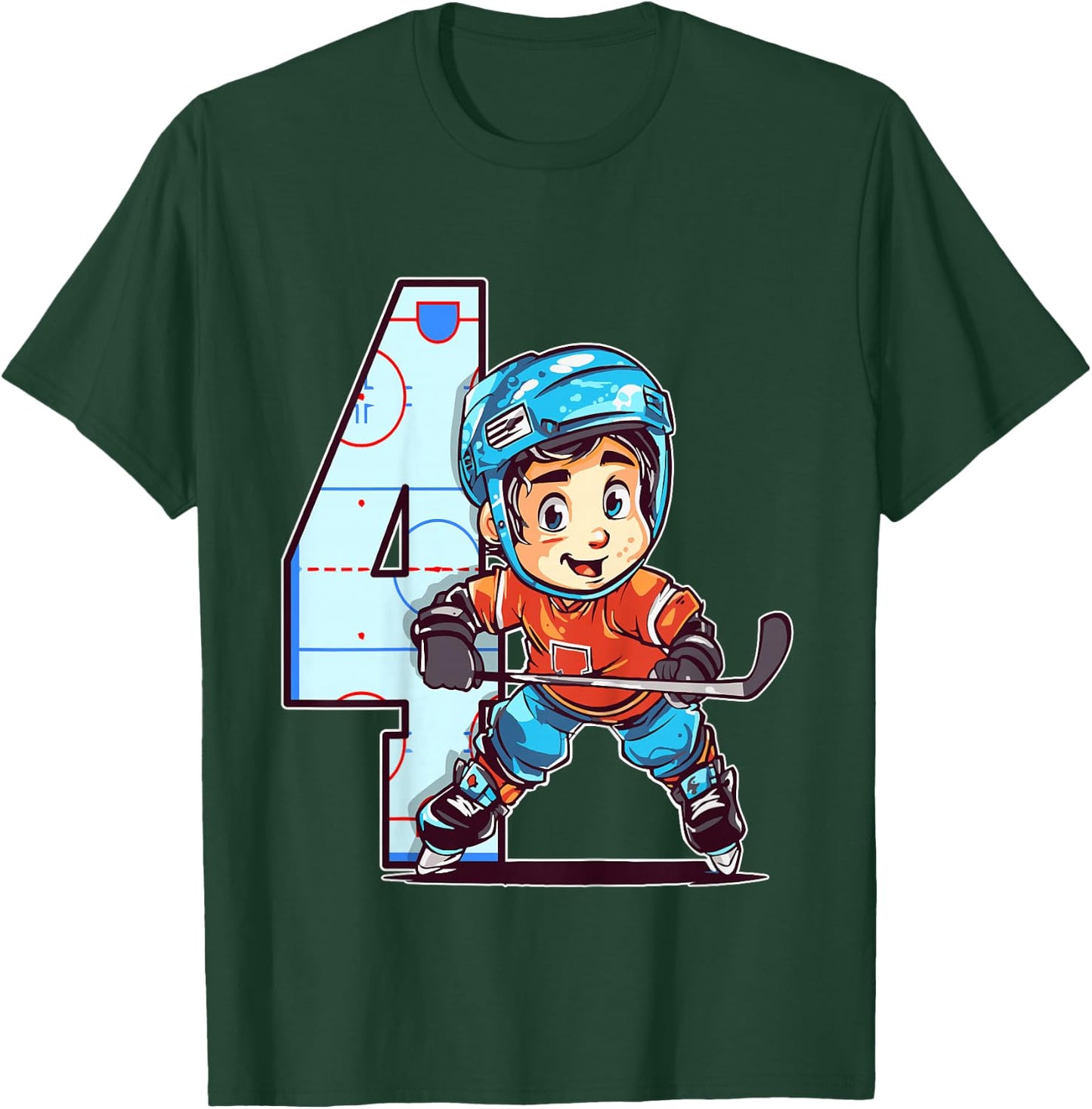 Eishockey Geburtstag - 4 Jahre alter Junge - 4. Geburtstag T-Shirt - T-Shirt | Forest