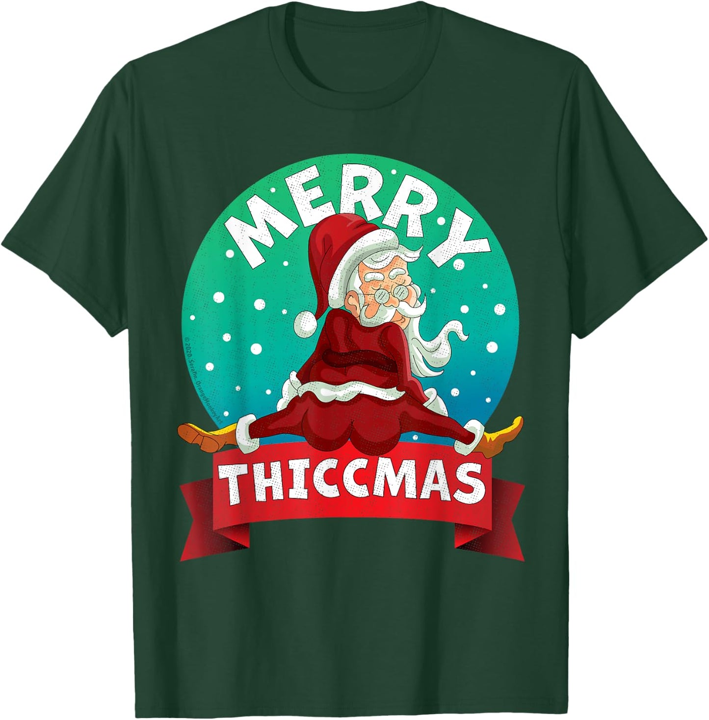 Merry Thiccmas Santa Claus Thicc Xmas Christmas Party Pajama T-Shirt - T-Shirt | Forest