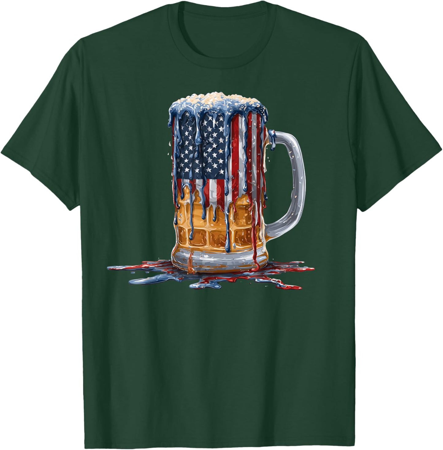 Beer Drinker Drinking American Flag USA Drip Graffiti Lover T-Shirt - T-Shirt | Forest