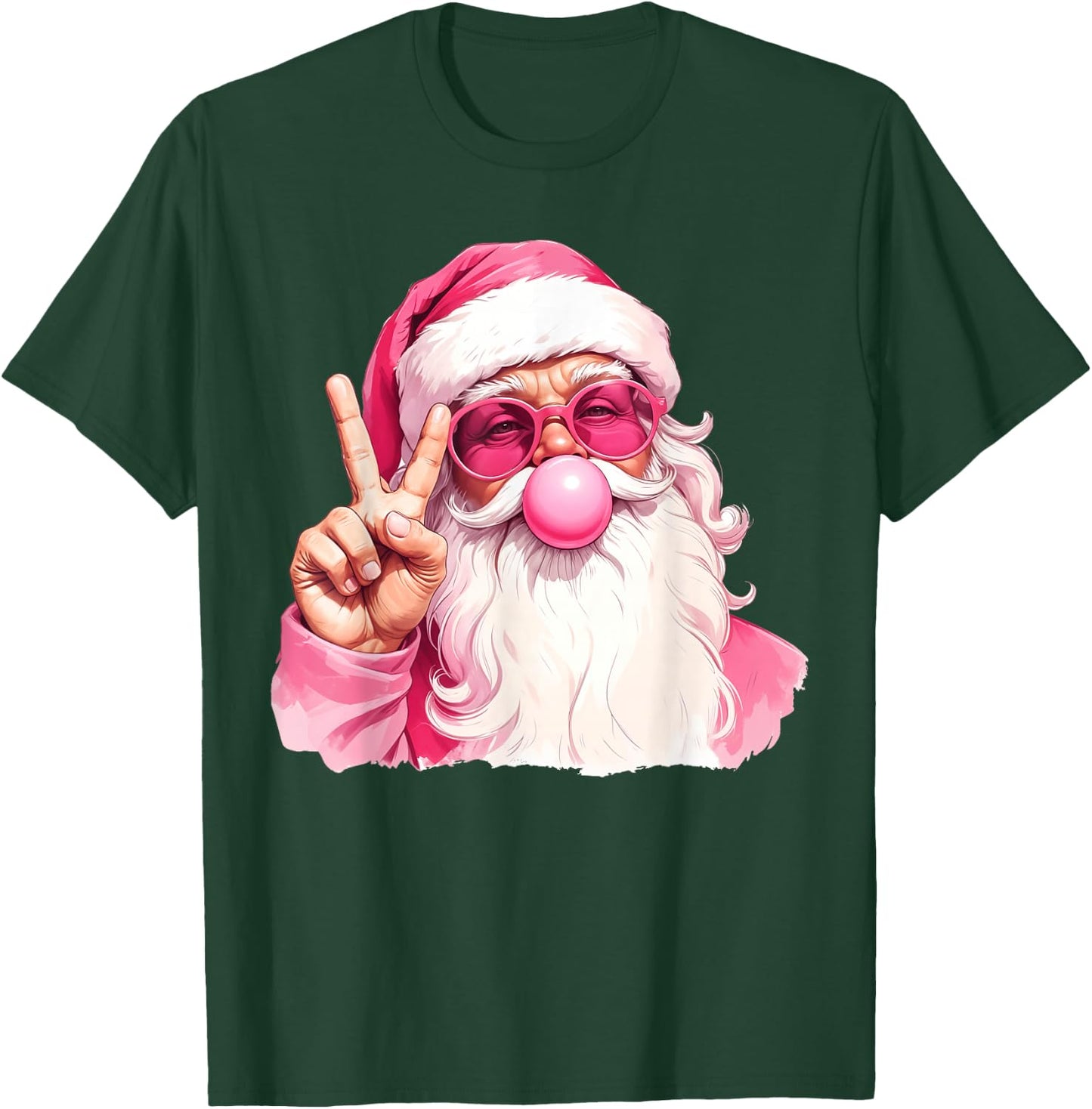 Vintage Retro Santa Christmas Bubble Gum Pink Sunglasses T-Shirt - T-Shirt | Forest