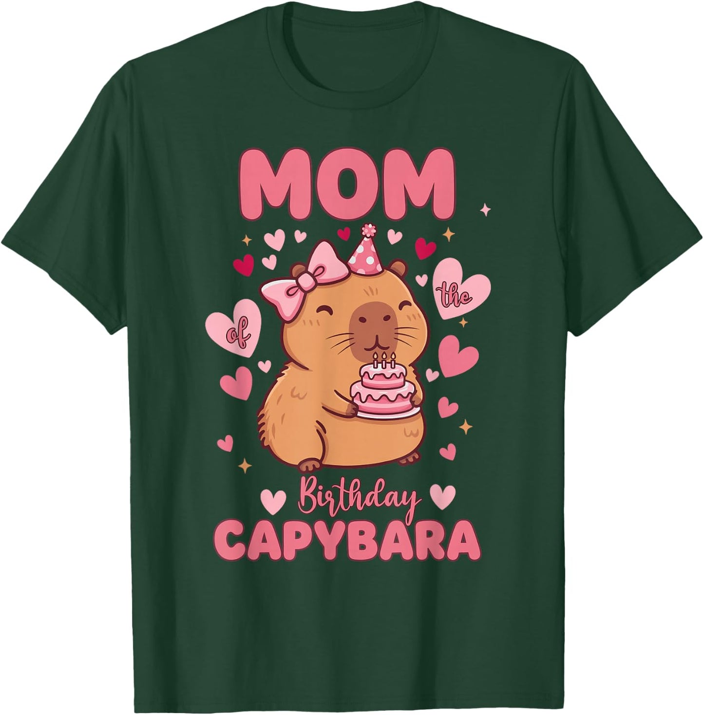 Mom of The Birthday Capybara Kawaii Birthday Girl Matching T-Shirt - T-Shirt | Forest