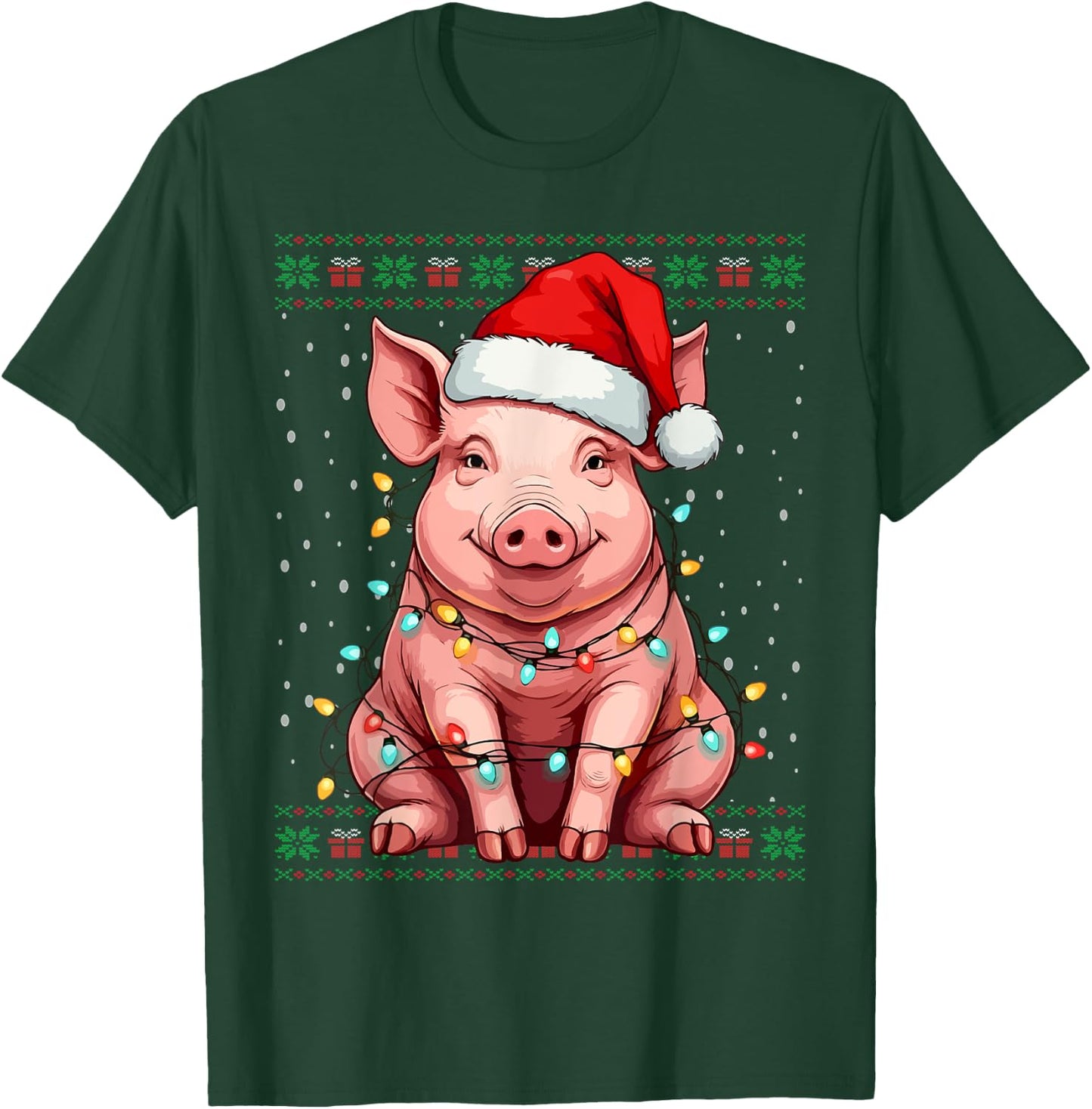 Ugly Santa Pig Christmas Sweater , Black, S T-Shirt - T-Shirt | Forest