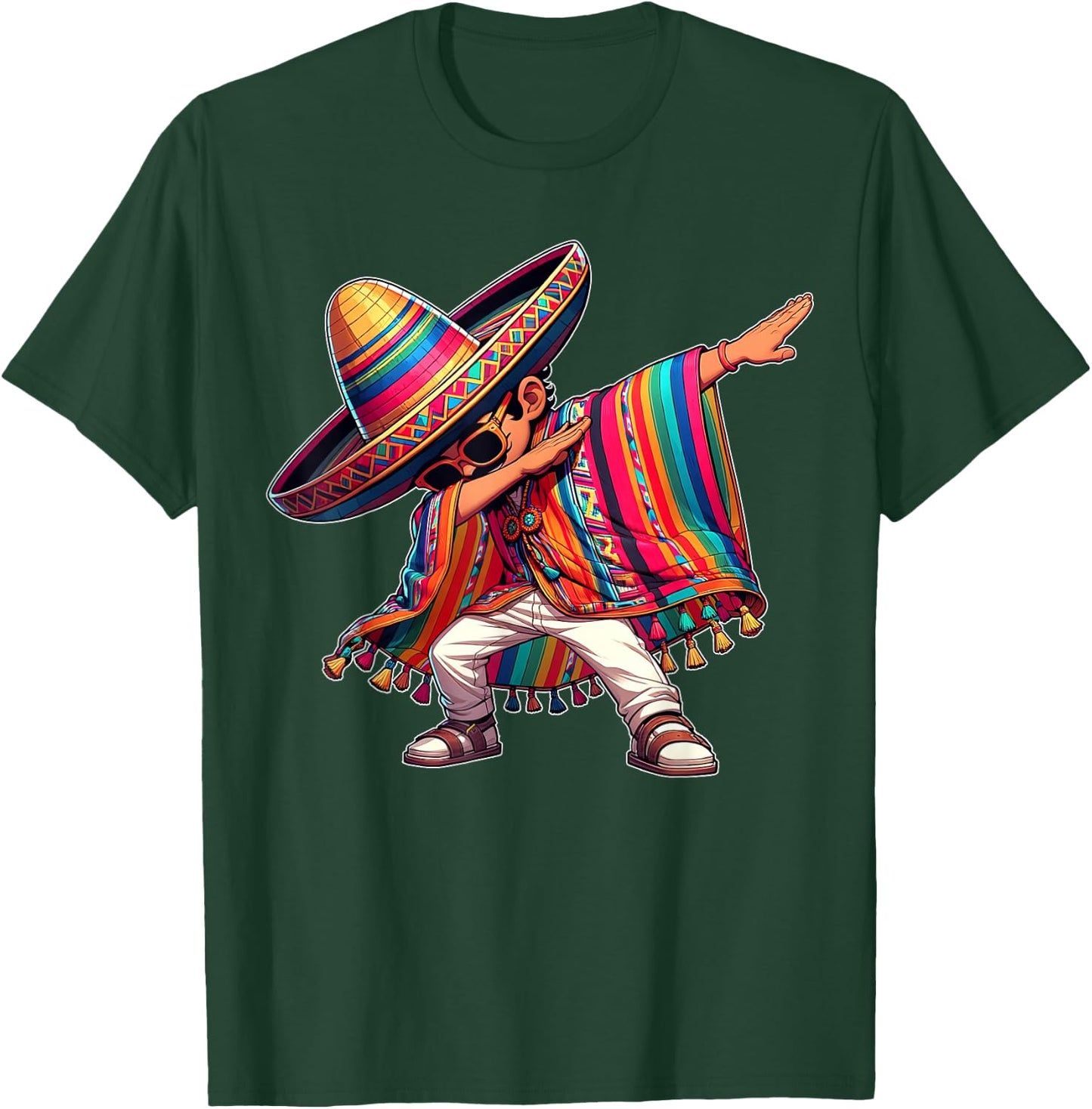 Dabbing Mexican Poncho Cinco de Mayo Men Sombrero Funny Dab T-Shirt - T-Shirt | Forest