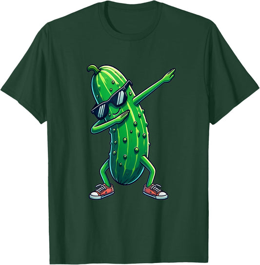 Dab Cucumber Dancing Dabbing Cucumber Vegetables , black T-Shirt - T-Shirt | Forest