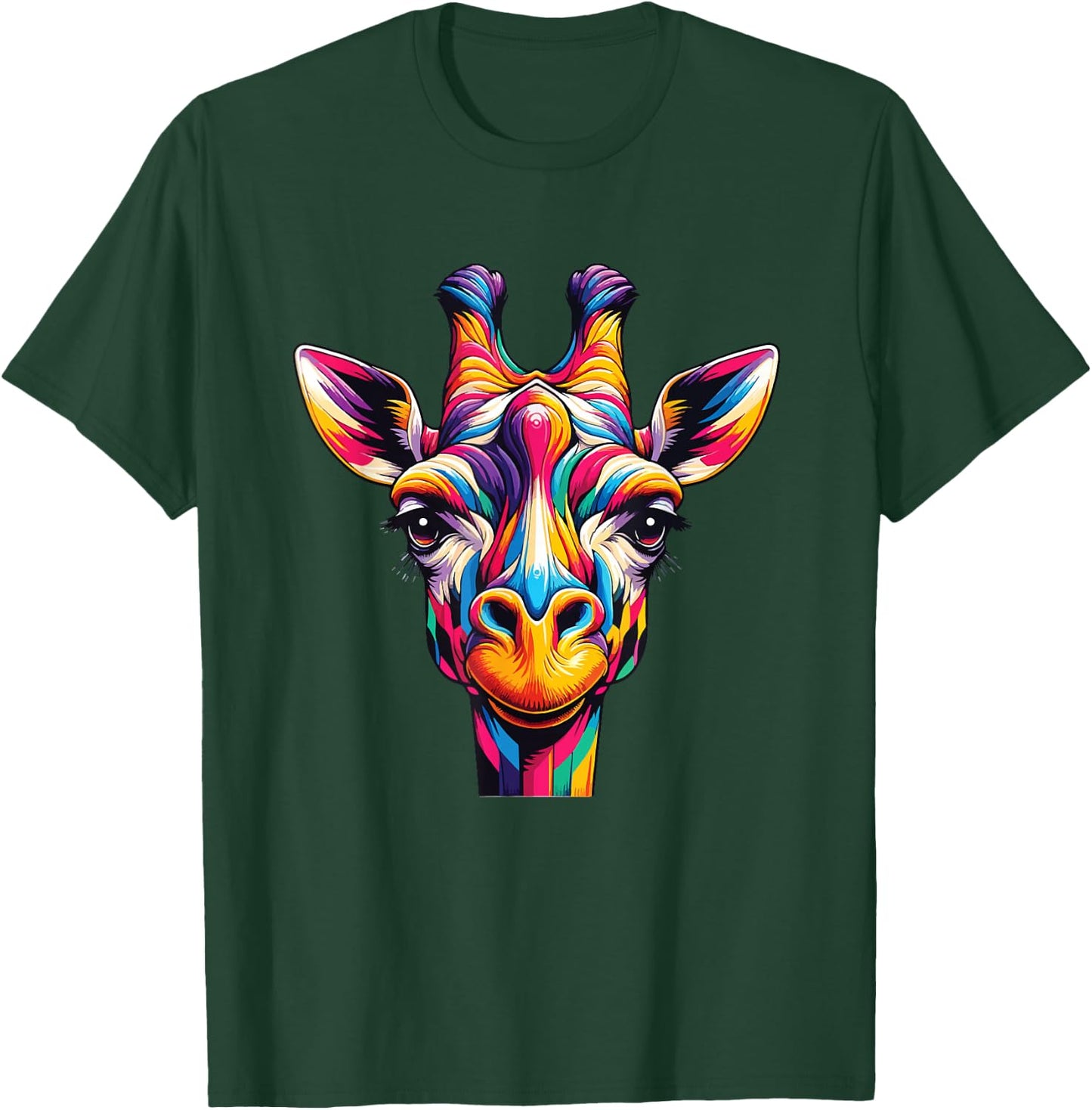 Giraffe Rainbow Colorful Love Wild Animals Zoo Jungle T-Shirt - T-Shirt | Forest