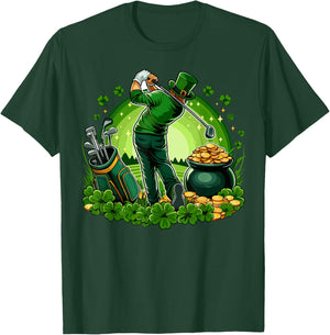 St Paddys Day Golf Men St Patty's Day Golf Golfing Golfer T-Shirt - T-Shirt | Forest