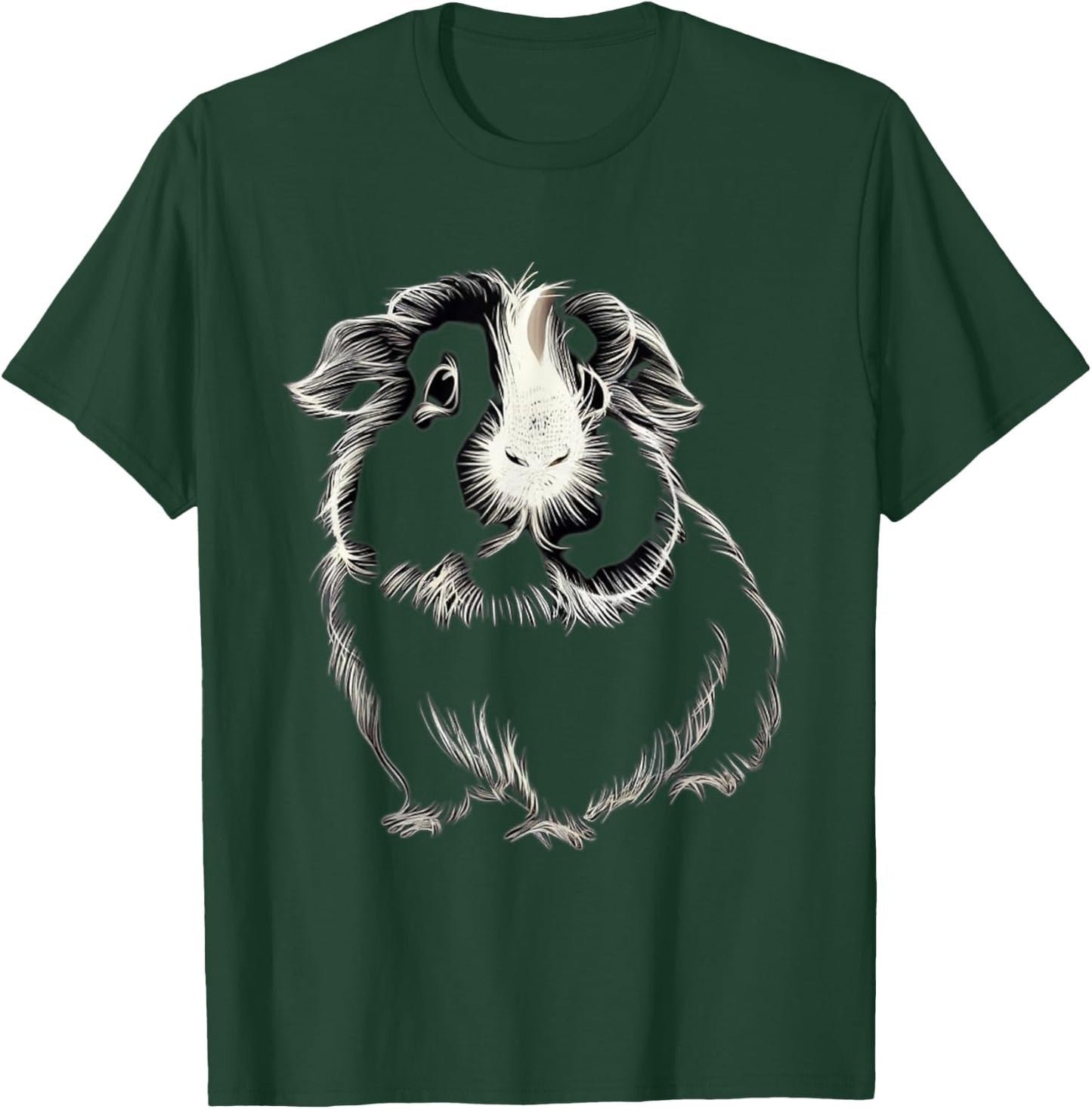 Adorable Meerschweinchen-Linienzeichnung, niedliches , black T-Shirt - T-Shirt | Forest