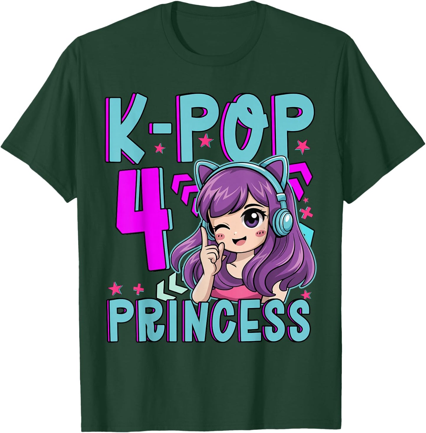K-Pop Princess Age 4 Years Old Birthday Kid T-Shirt - T-Shirt | Forest