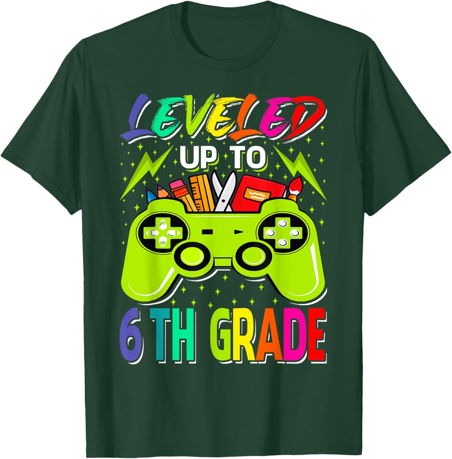 Leveled Up To 6th Grade Gamer Back To School First Day Boys T-Shirt - T-Shirt | Forest