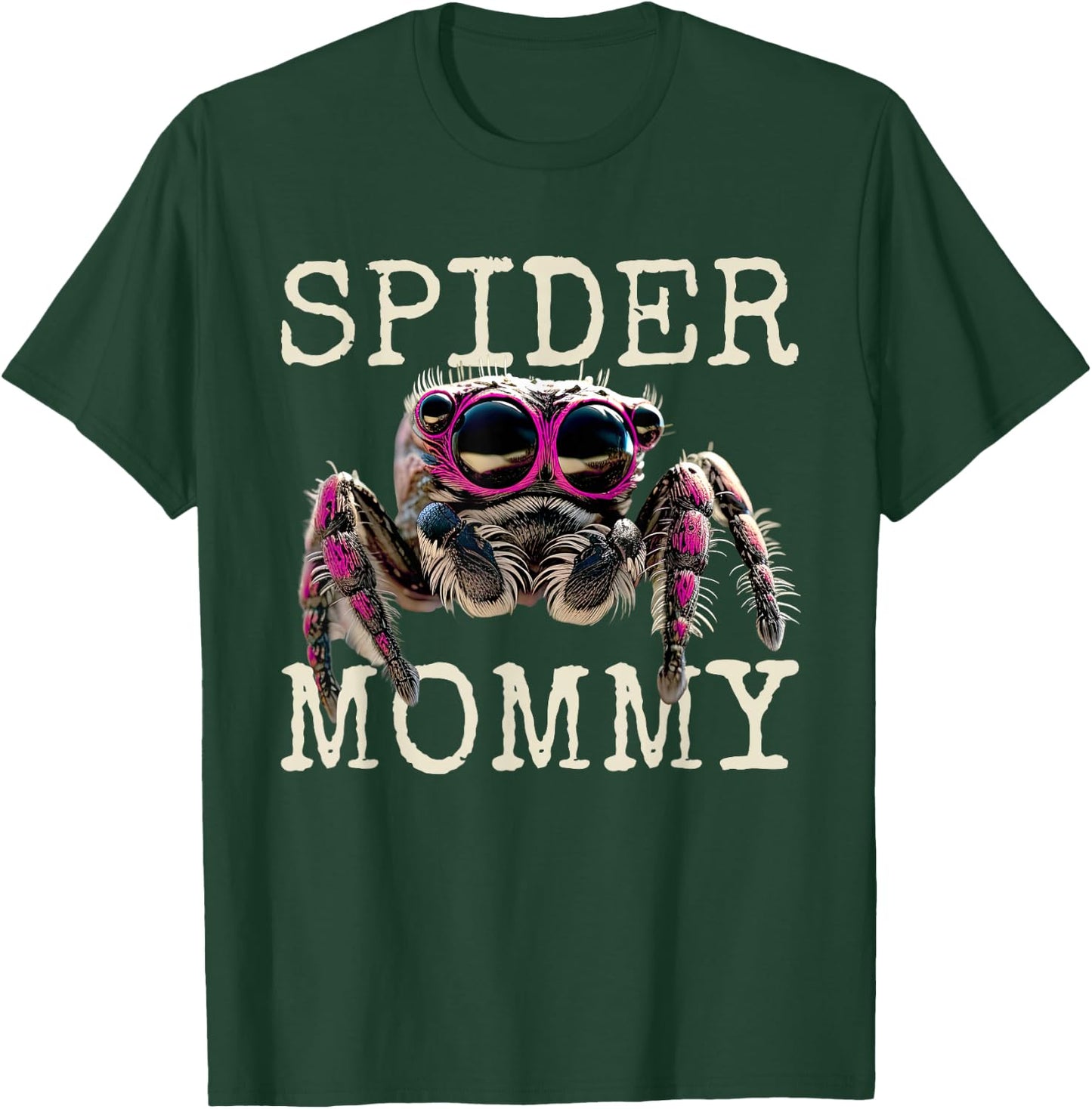 Spiders Mama Spider Mommy Phidippus Regius Mom Jumping Spider , black T-Shirt - T-Shirt | Forest